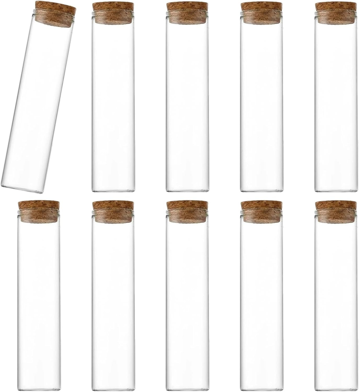10PCS 60Ml/2Oz Empty Clear Borosilicate Glass Test Tubes Flat Test Tubes with Co