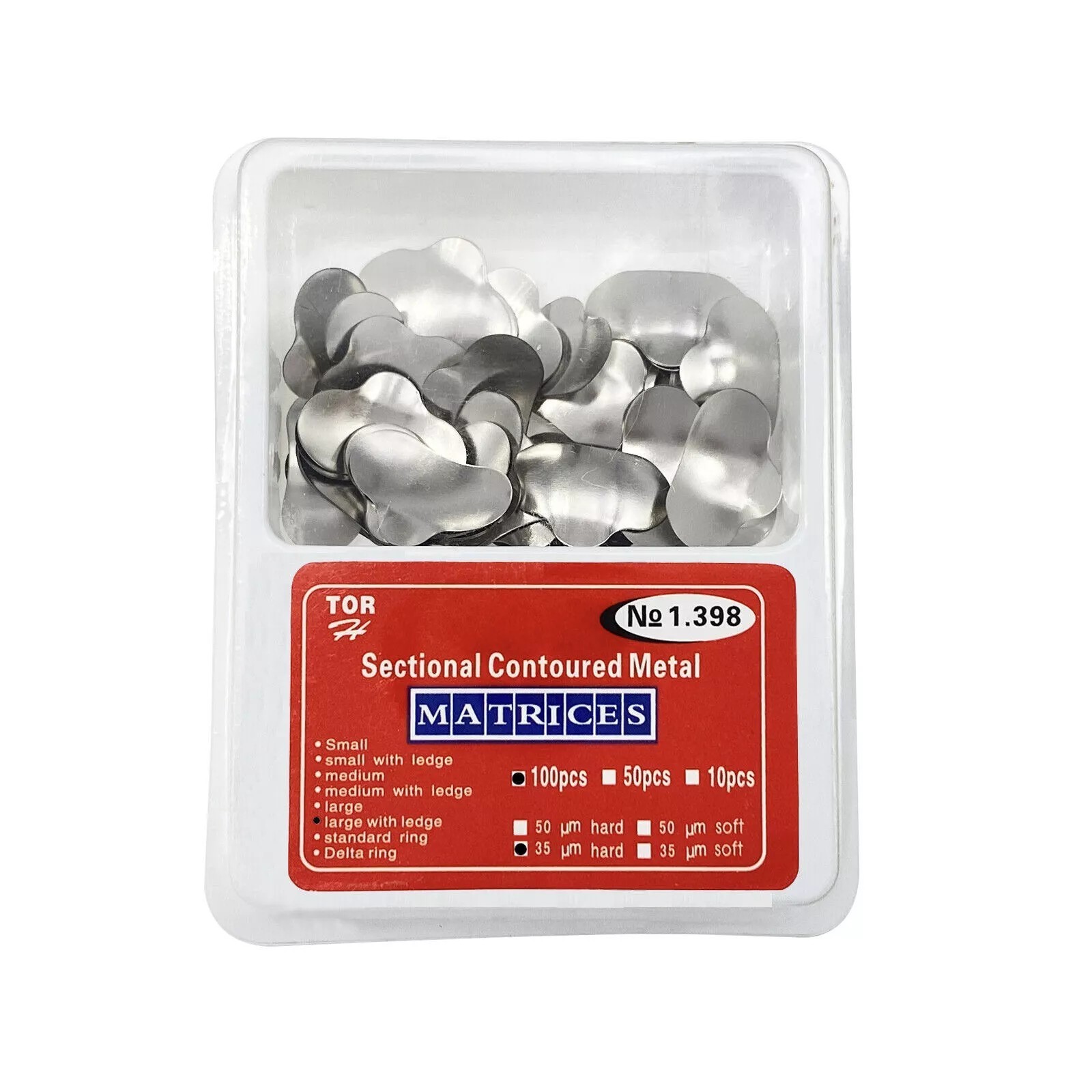 100 Pcs/Box Dental Metal Matrices Refill Matrix Band Sectional Contoured Ledge