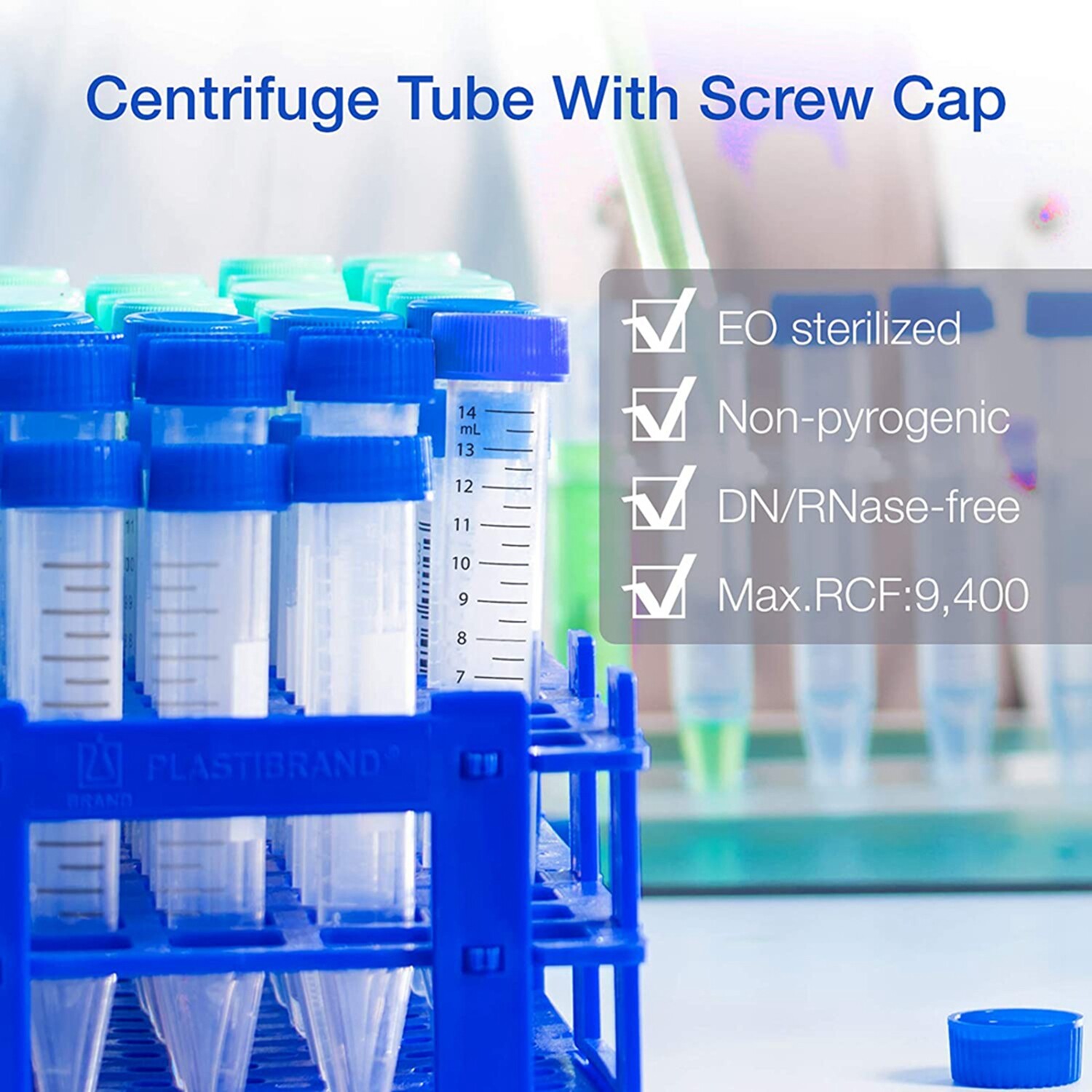 10000pc Conicial Centrifuge Tubes 15mL Clear Plastic Test Tube DN/RNase Free LAB