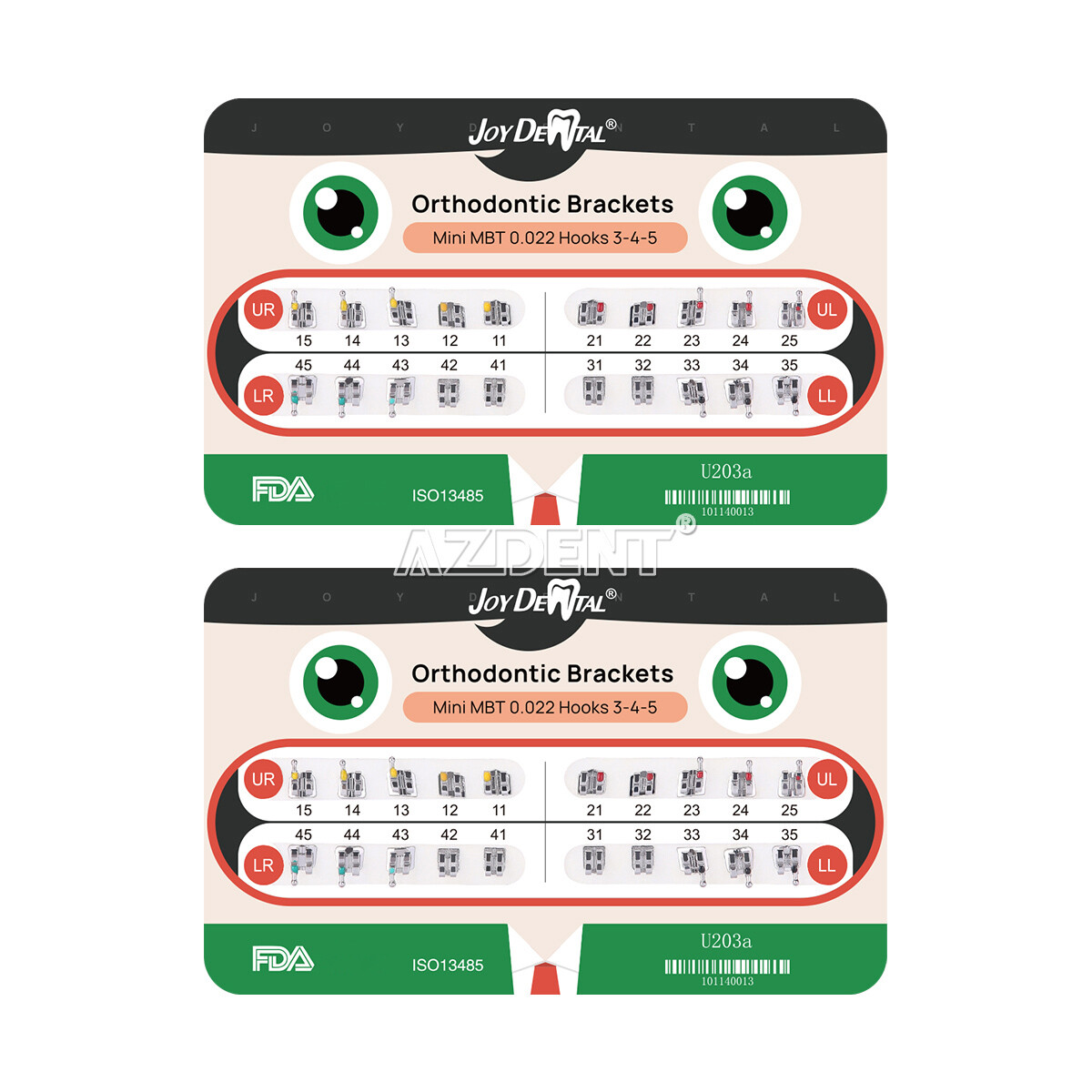 Dental Orthodontic MIM Monoblock Brackets Braces Roth/MBT 022/018 Hook 345
