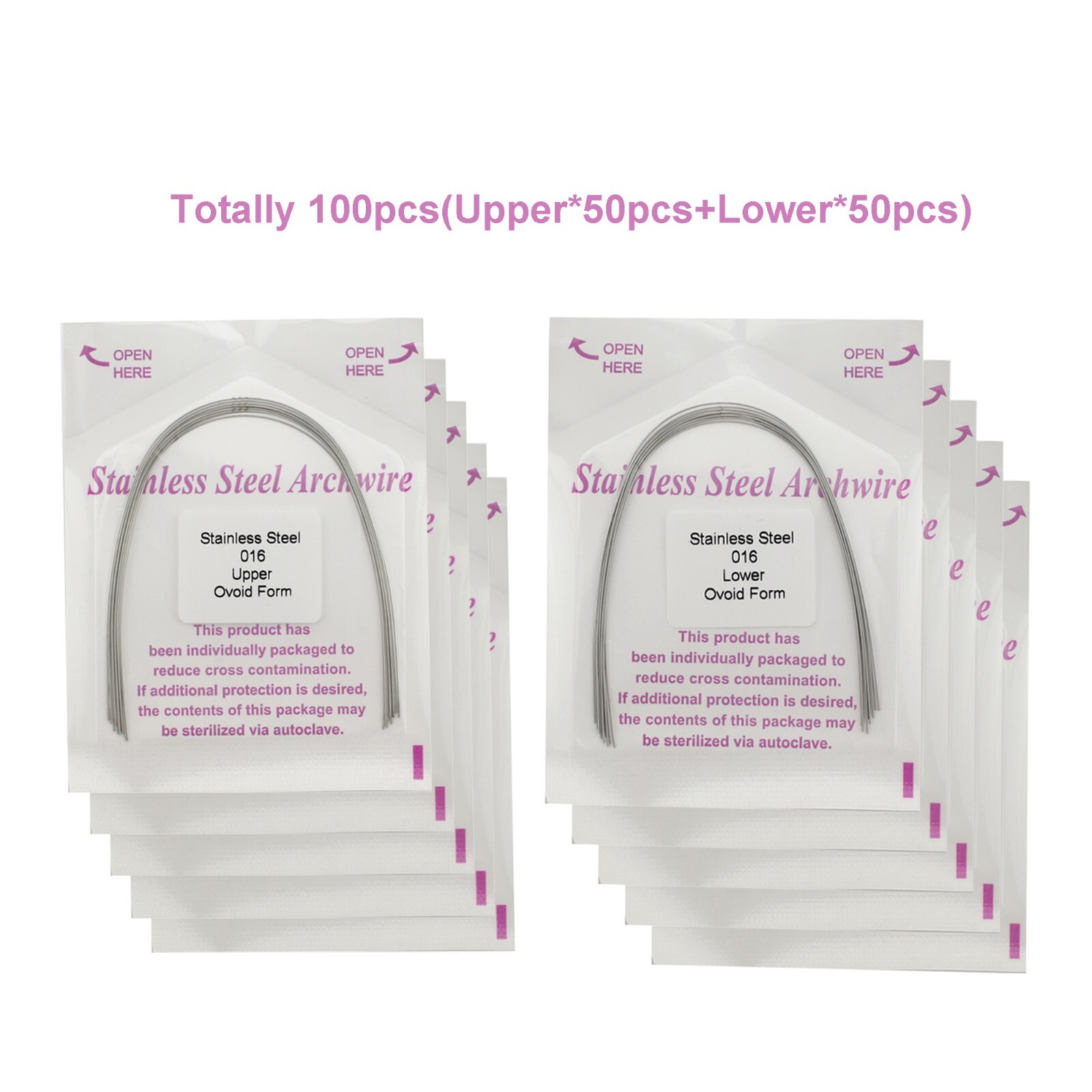 Dental Orthodontic Arch Wires Stainless Steel Round Ovoid Form Upper Lower 012