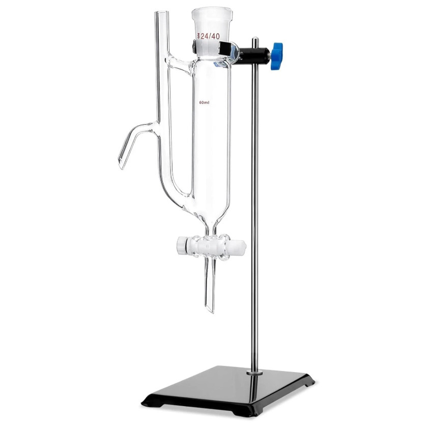 60ml Water Oil Receiver Separator w/ 24/40 Joint , Stand Glass Lab Distillation