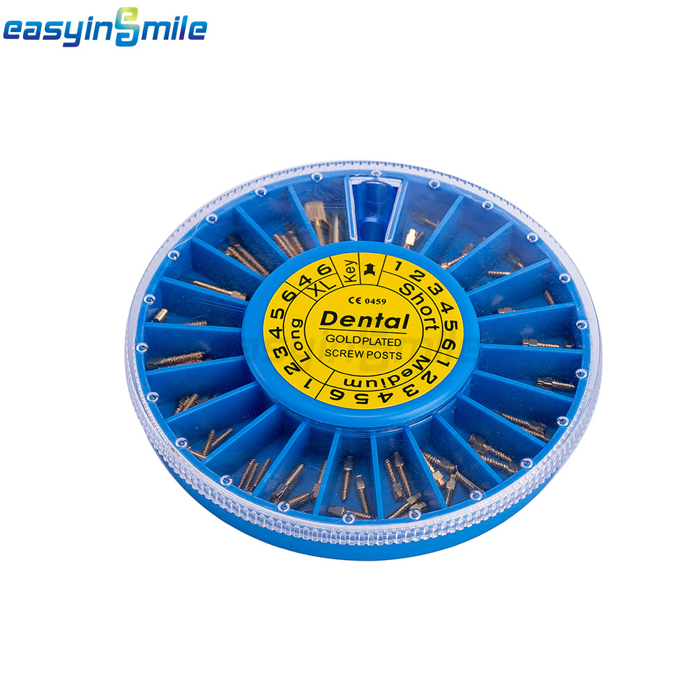 120pcs Dental Endodontic Screw Posts Assorted Kit &2Key Gold Planted EASYINSMILE