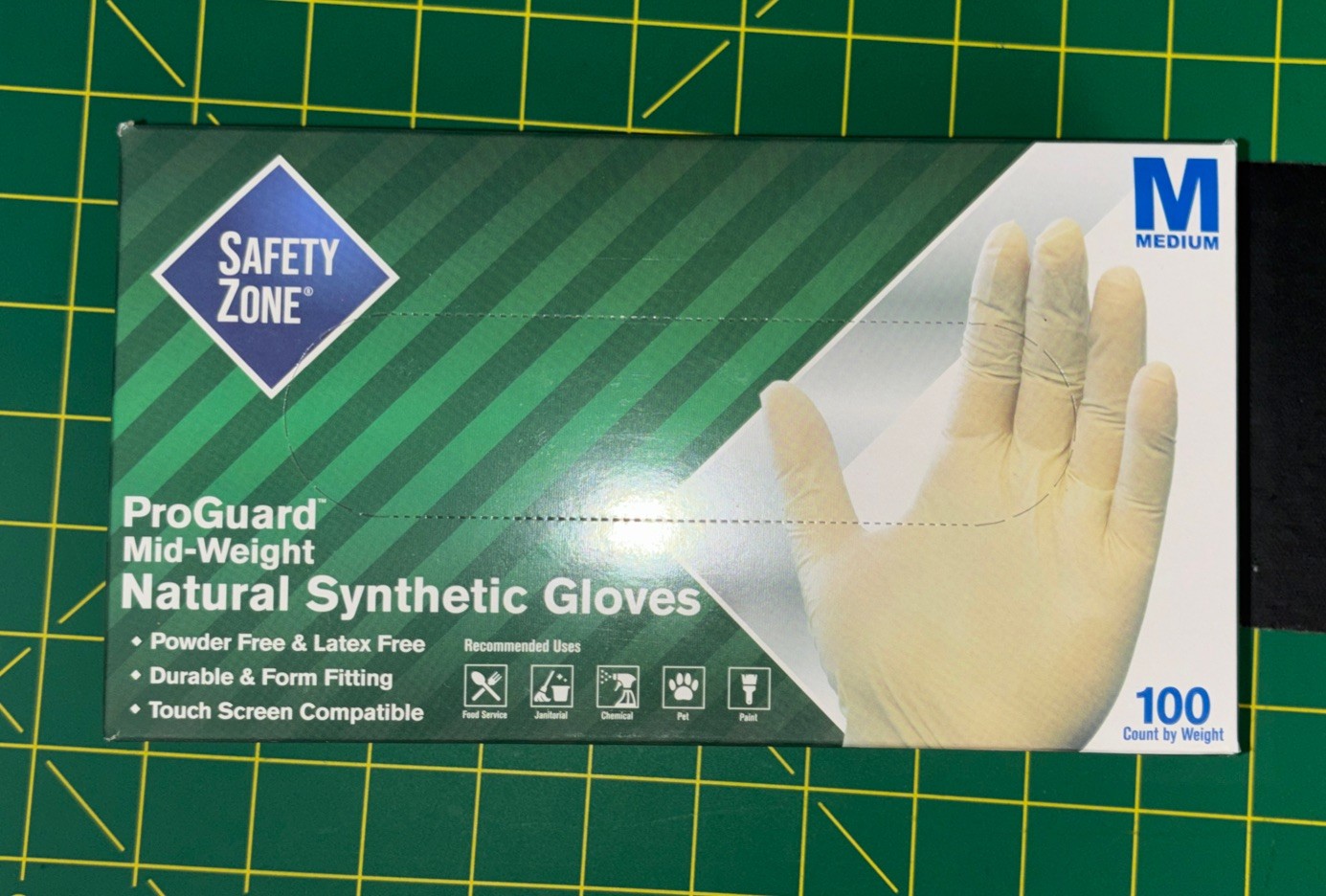 Safety Zone Gloves natural synthetic Size Medium Box Of 100 GVP9-MD-1-SY