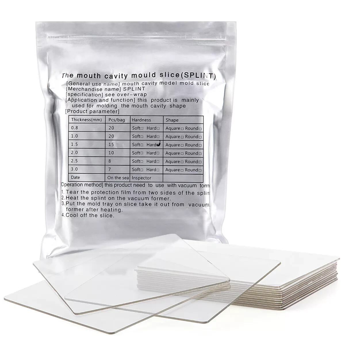 Dental Orthodontic Splint Retainer Vacuum Forming Sheet Soft/Hard 0.8-3.0mm