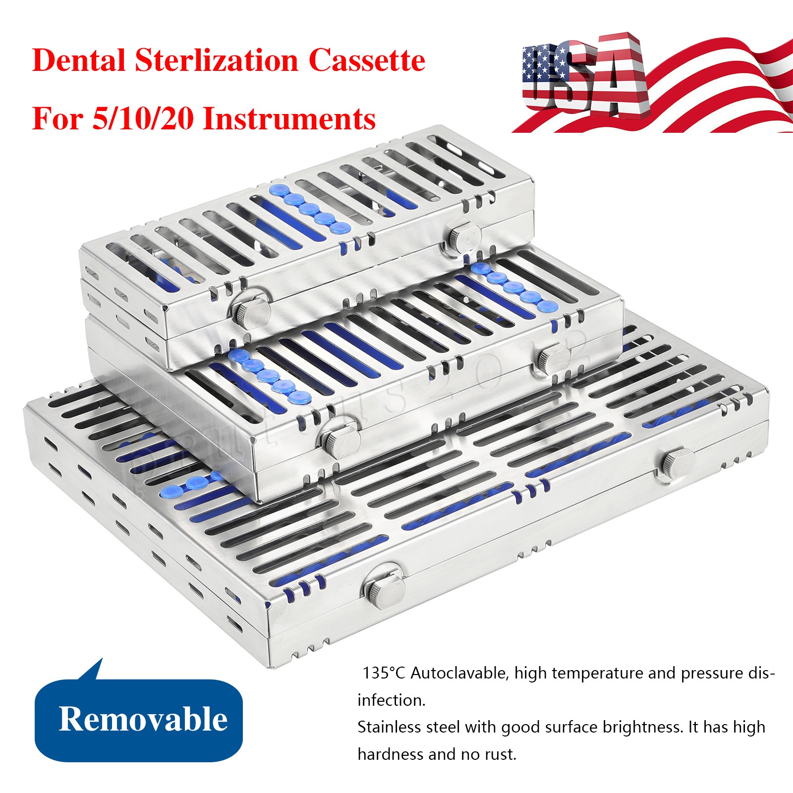 1-10 DENTAL AUTOCLAVE STERILIZATION CASSETTE RACK BOX TRAY 5/10/20 Instruments