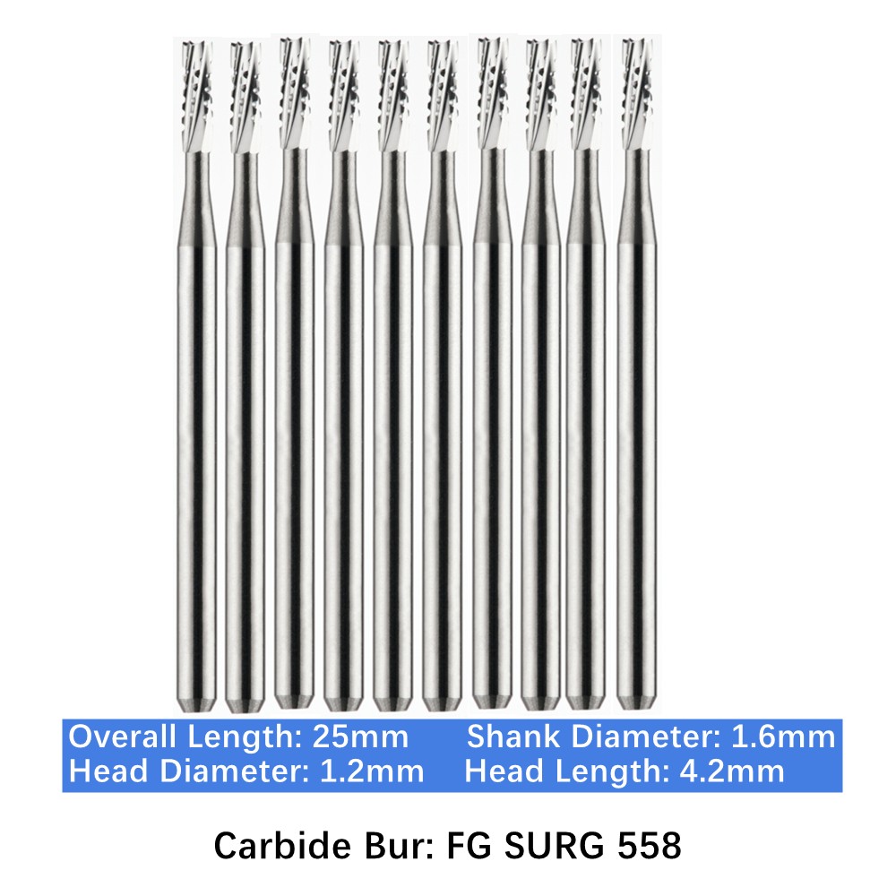10-100pcs 25mm Dental Surgical Round Carbide Burs FG SURG 558 Friction Grip