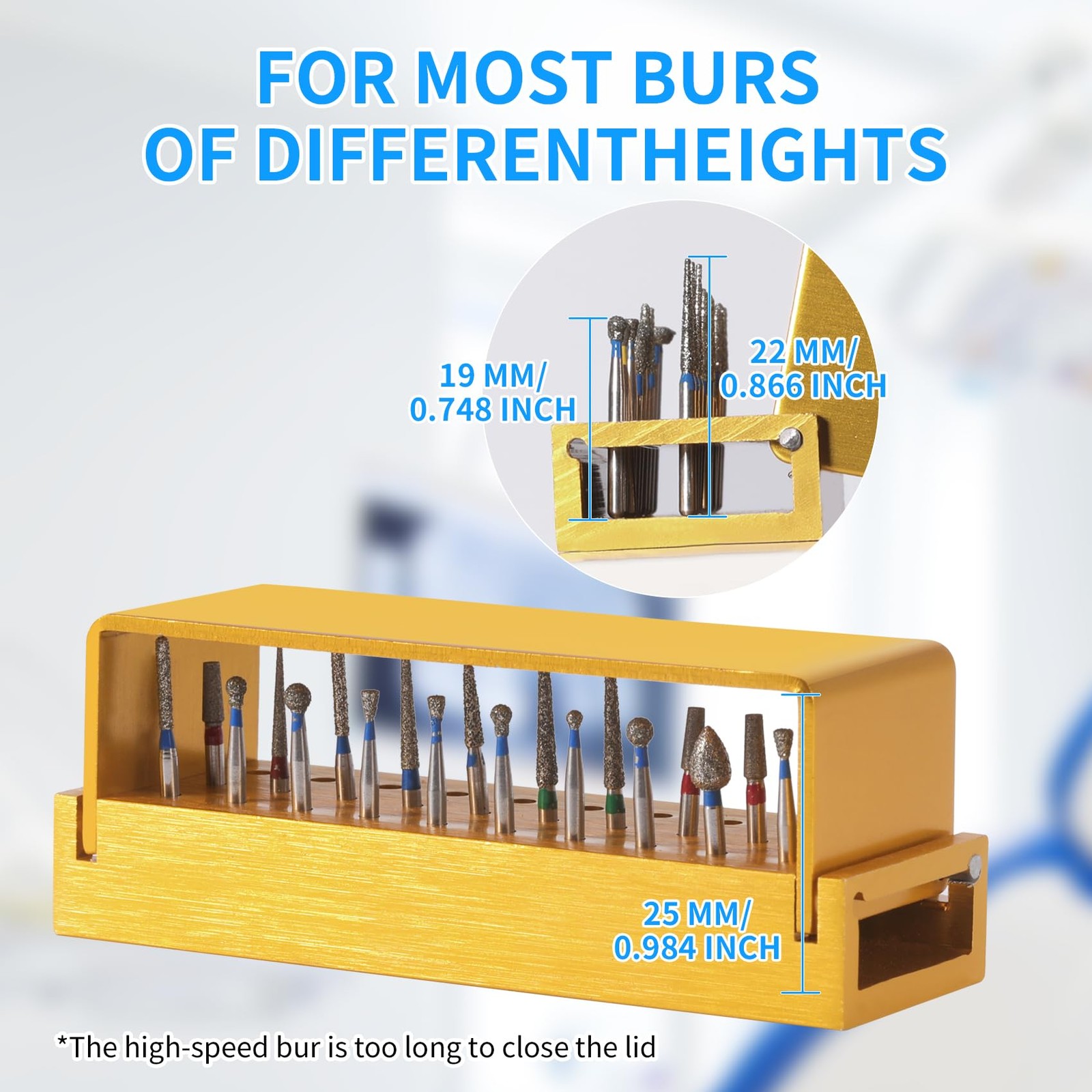 Annhua Dental Bur Blocks Aluminum Holders for Diamond Burs, silver
