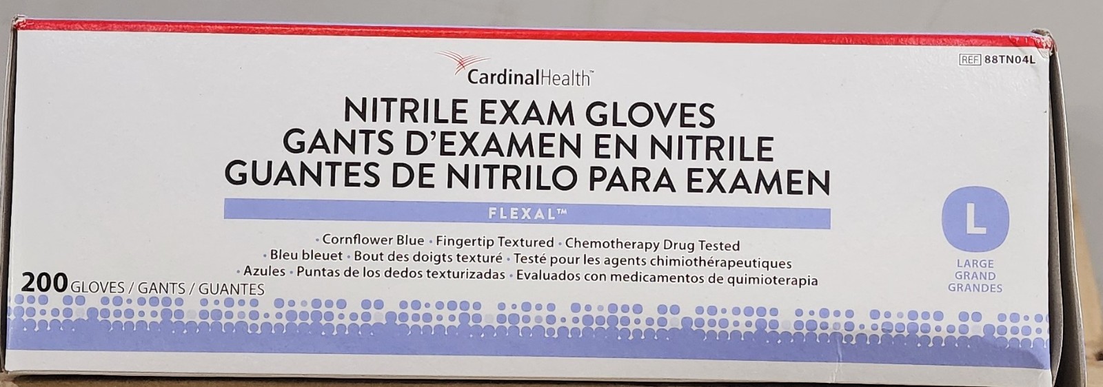 CardinalHealth Flexal 88TN04L Nitrile Gloves, Large -2000 Count