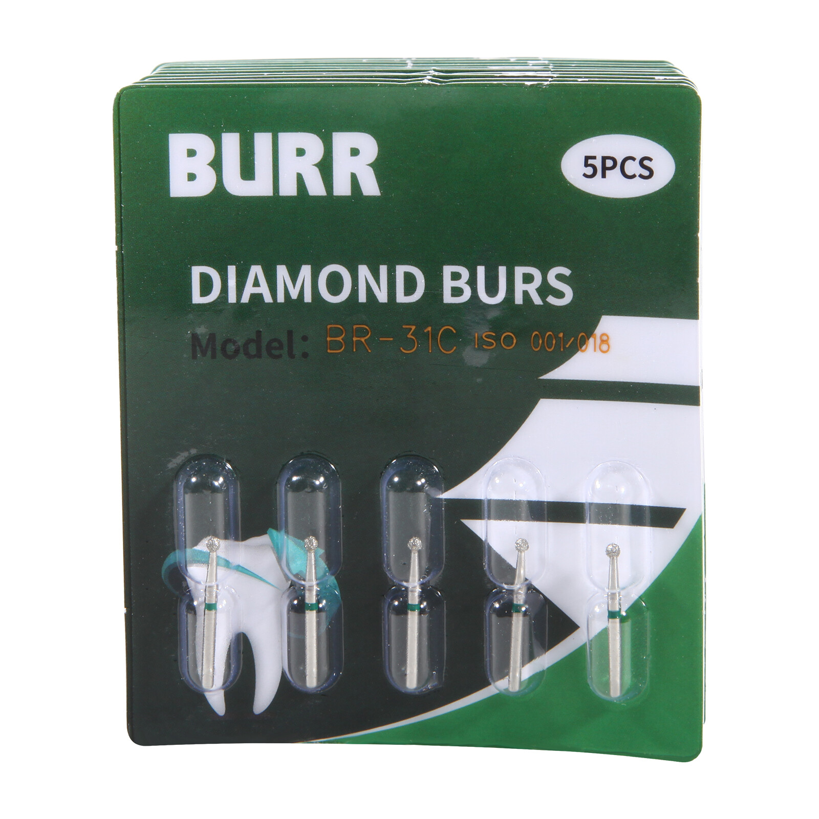 1 box Dental Diamond Burs Ball Round BR-31 For High Speed Handpiece 5 pcs/pack