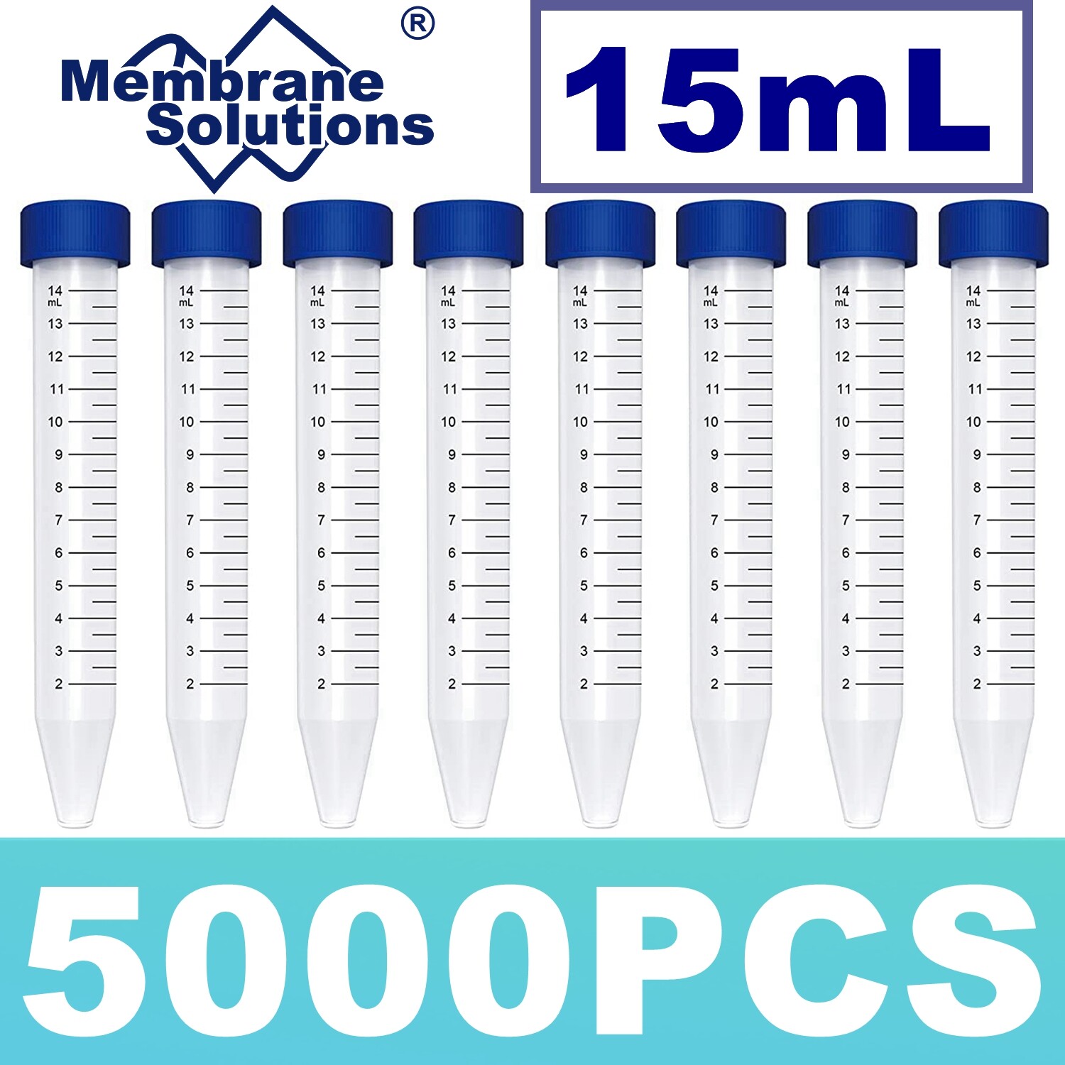 5000pcs 15mL EO Sterile Conical Centrifuge Tubes Plastic Screw Caps Mark Area US