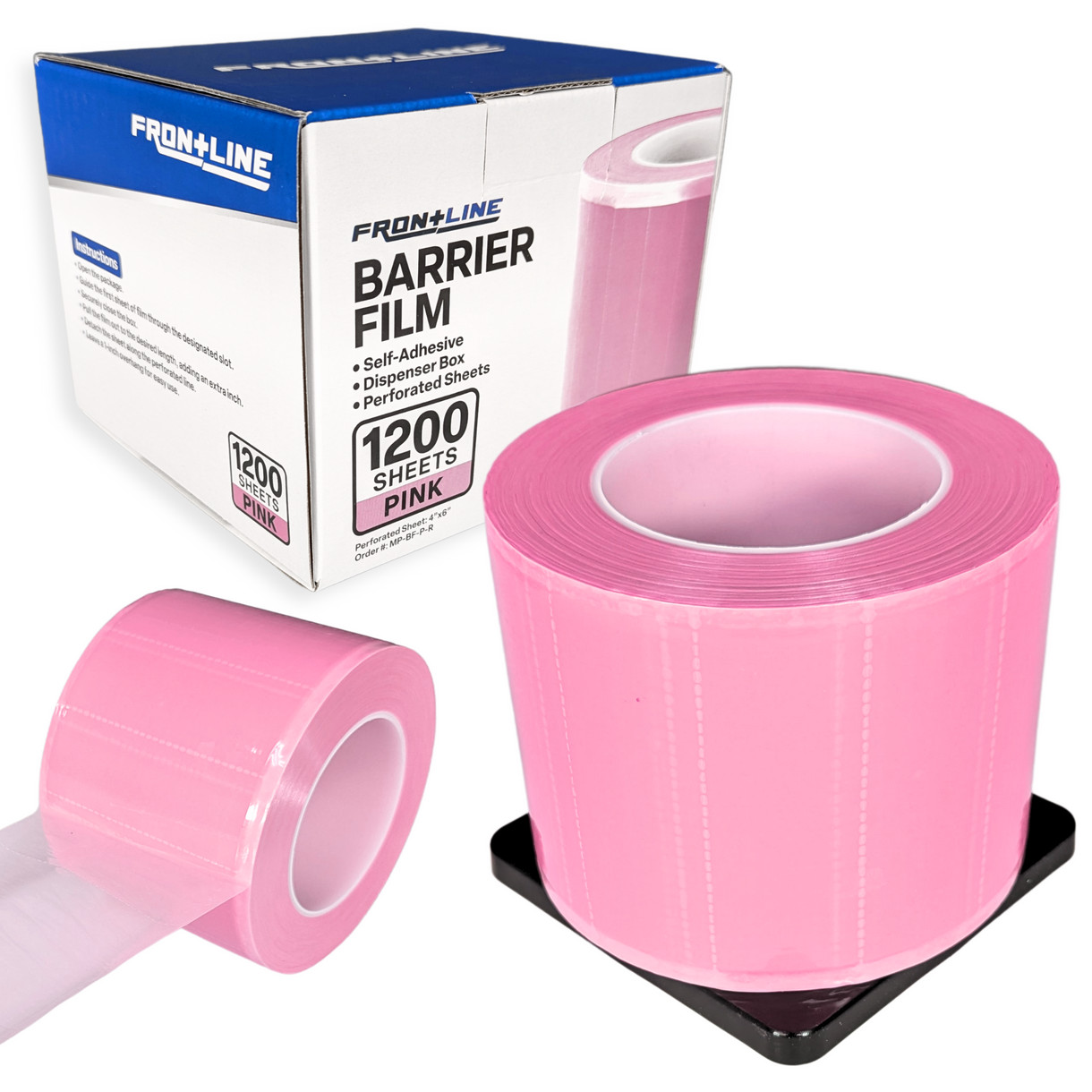 Frontline Dental Barrier Film 4″x6″ 1200 Sheets Pink Roll Universal Protection