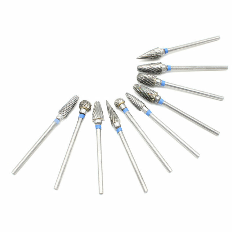 10 PCS Dental Lab Polishing Bur Drills Tungsten Steel Carbide Burs 2.35MM US