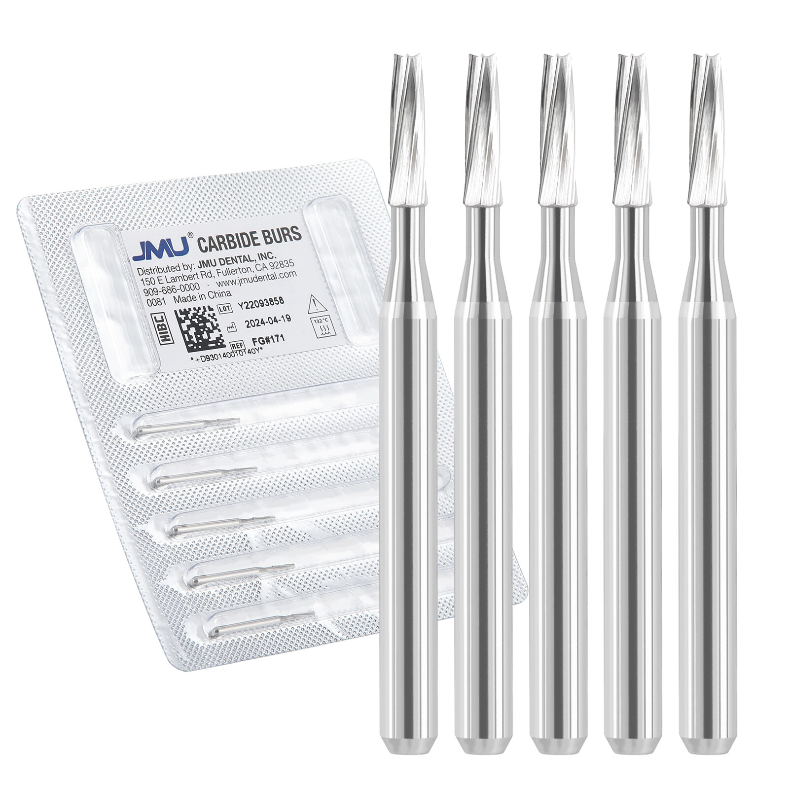 JMU Dental Carbide Burs High Speed FG Taper Fissure 5pcs/pk