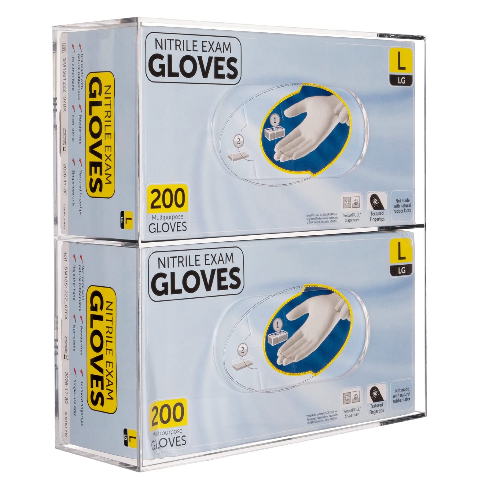 Double Glove Box Holder Wall Mount Side-Load Acrylic Dispenser Clear Medical