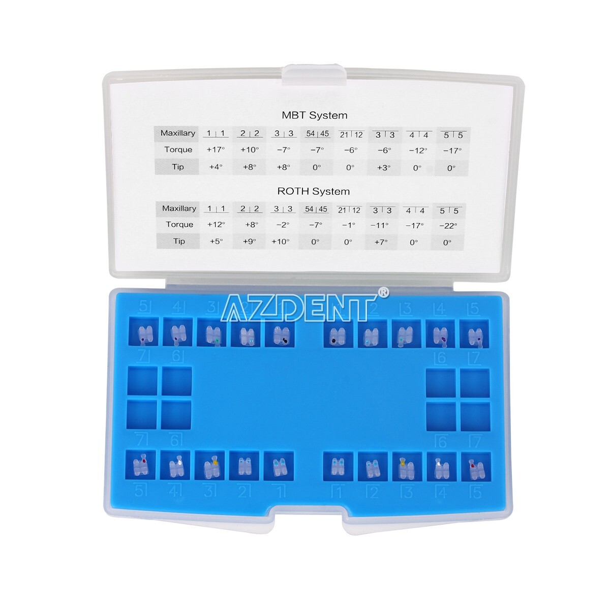 AZDENT Dental Ceramic Brackets Orthodontic Braces Roth.022 345 Hooks 20pcs /kit