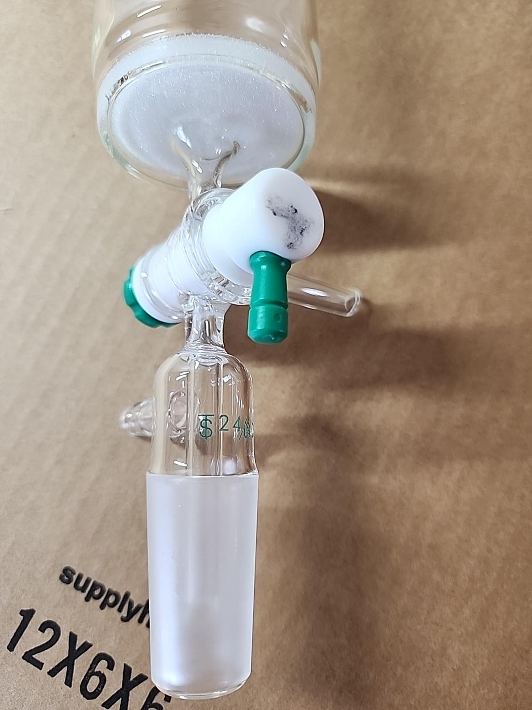 Chemglass GL-32 250mL C Glass Solid Phase Peptide Synthesis Vessel