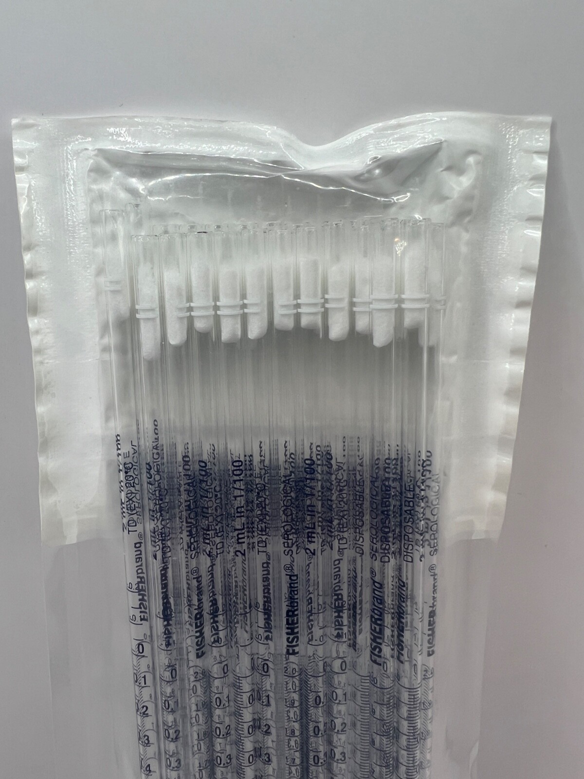 Fisher Pipets 2z mL in 1/10, borosilicate glass – 10 Packs of 25 – 250 Total