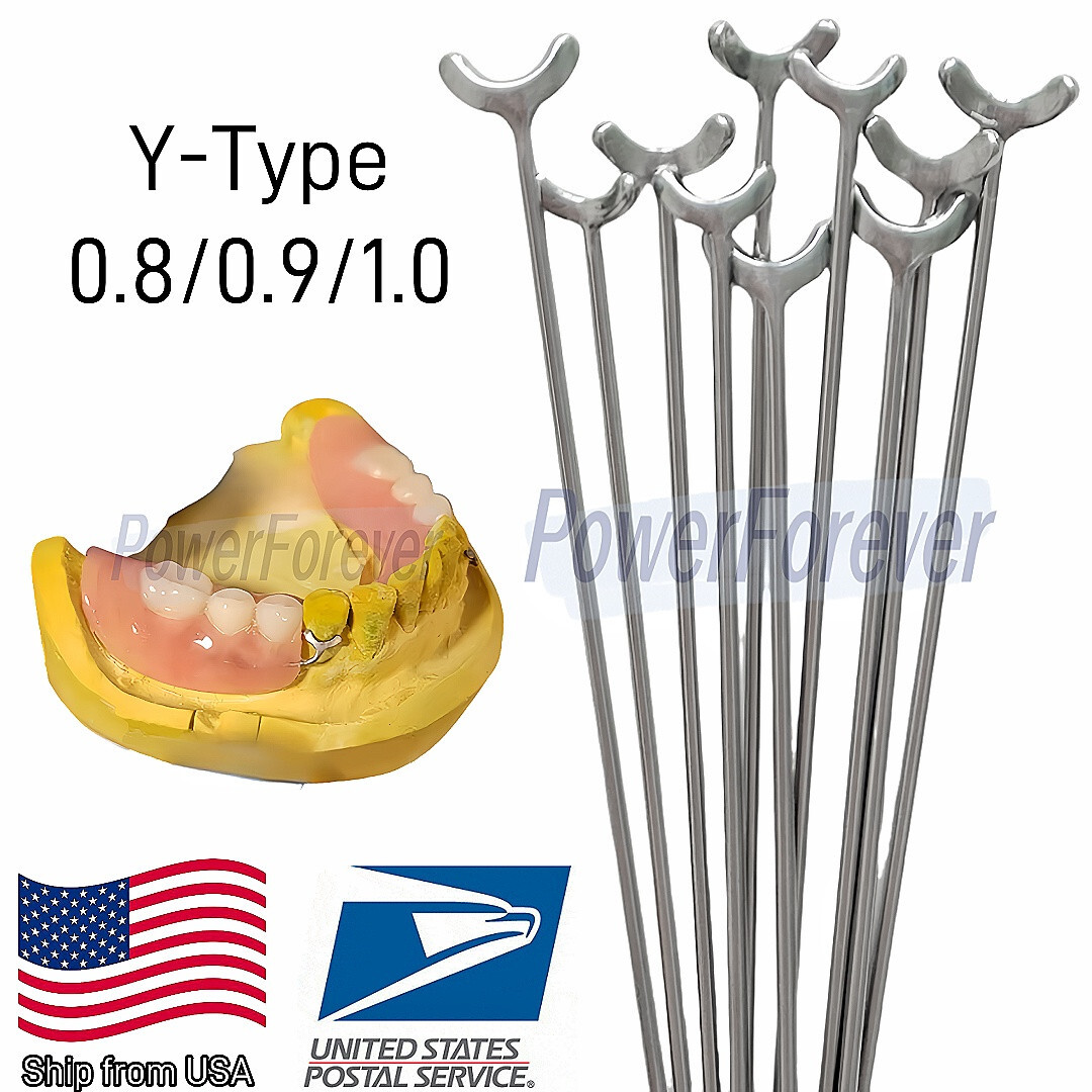 20pcs Dental Y-Type J Clasp Orthodontic Retainer Oblique Clasps Bars 0.8/0.9/1.0