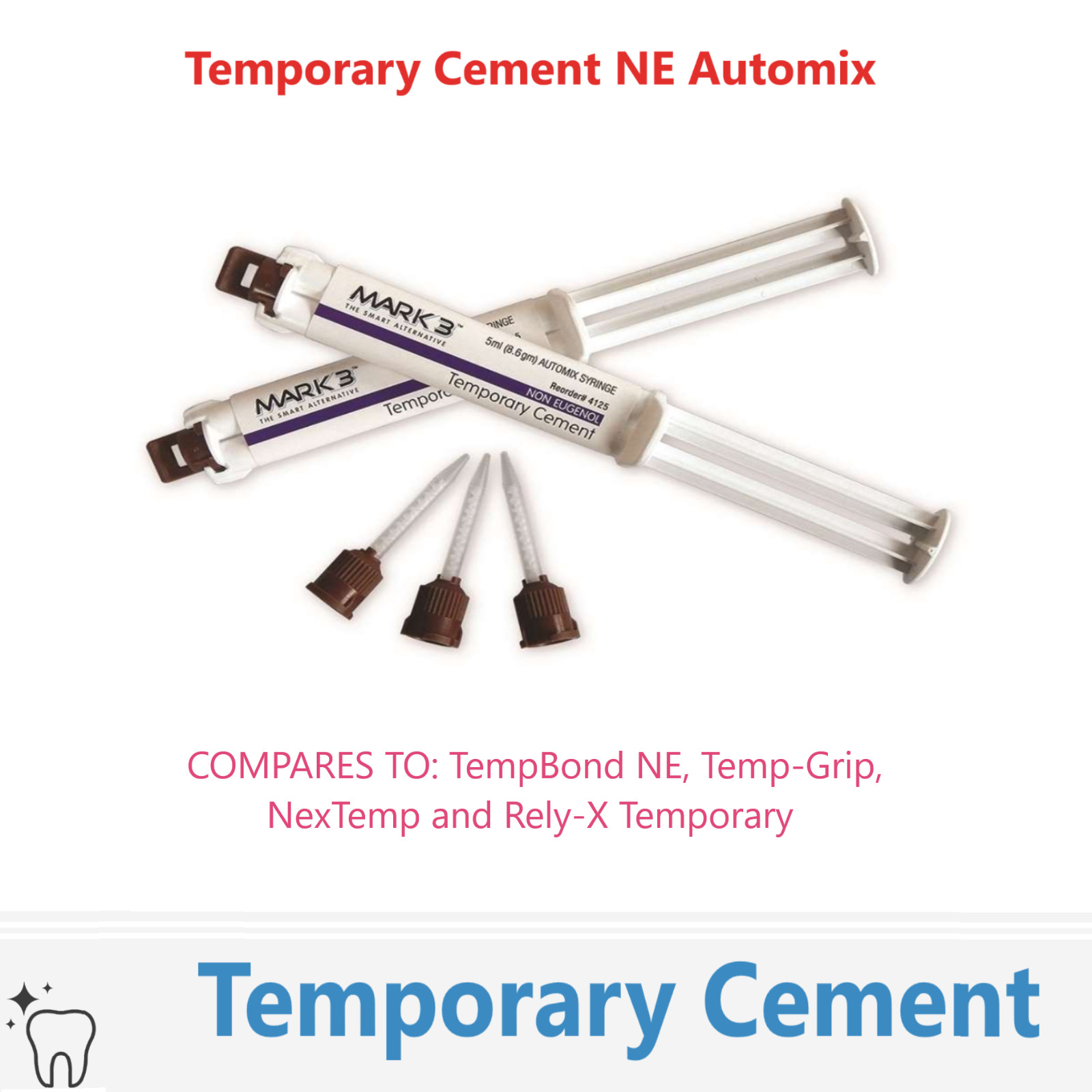 Dental Temporary Cement Clear NE Automix Crown Bridge Cement, Eugenol-free 02/28