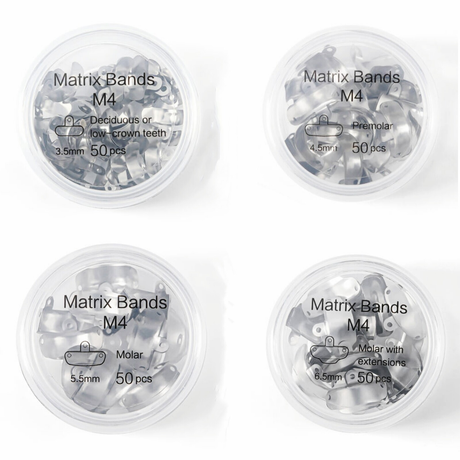 JMU Dental Matrix Bands Ring Sectional Matrice Clamp 3.5-6.5mm 50pcs/box