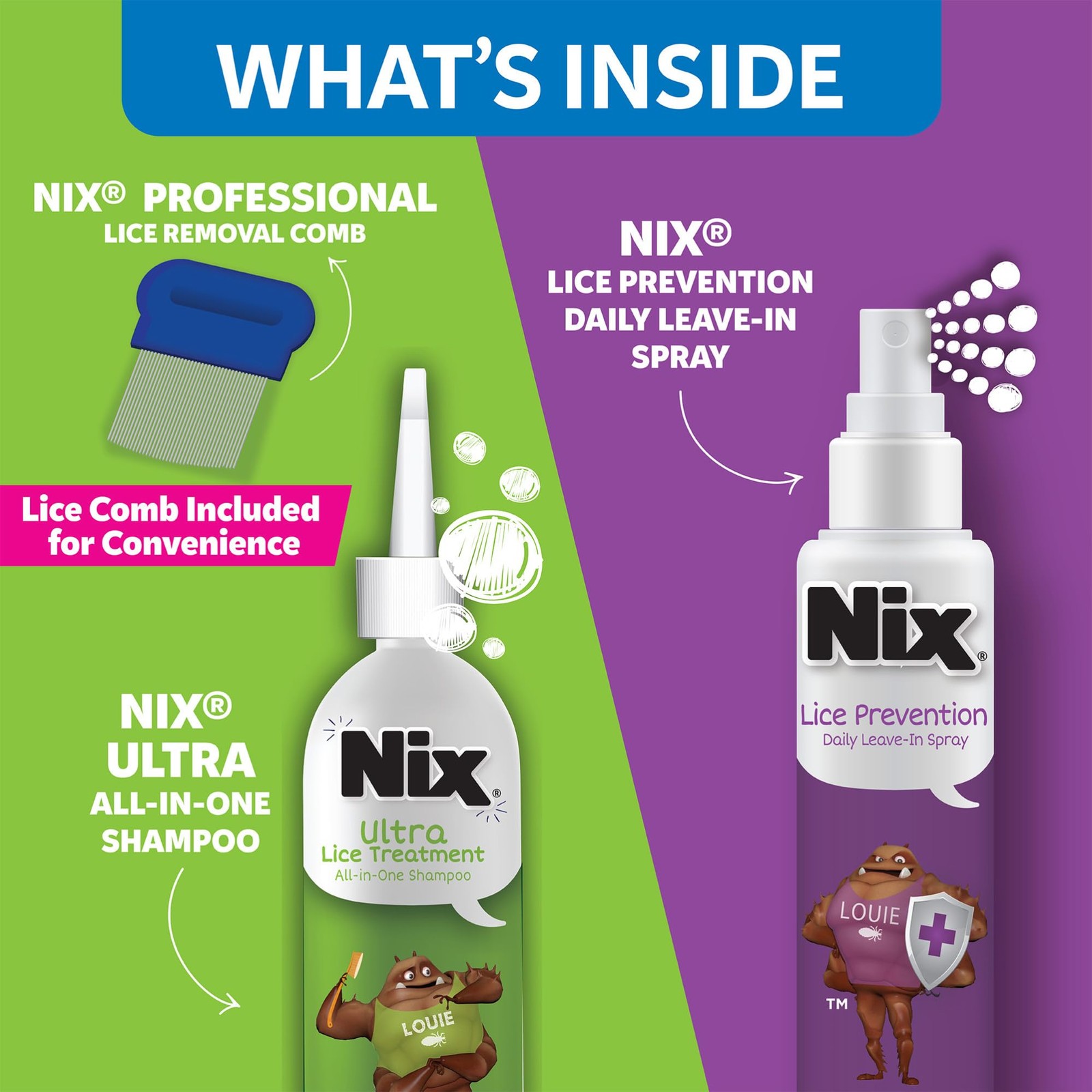 Nix Ultra All-In-One Treatment Prevention Kit 4 Fl Oz Shampoo Comb And 6 Fl Oz