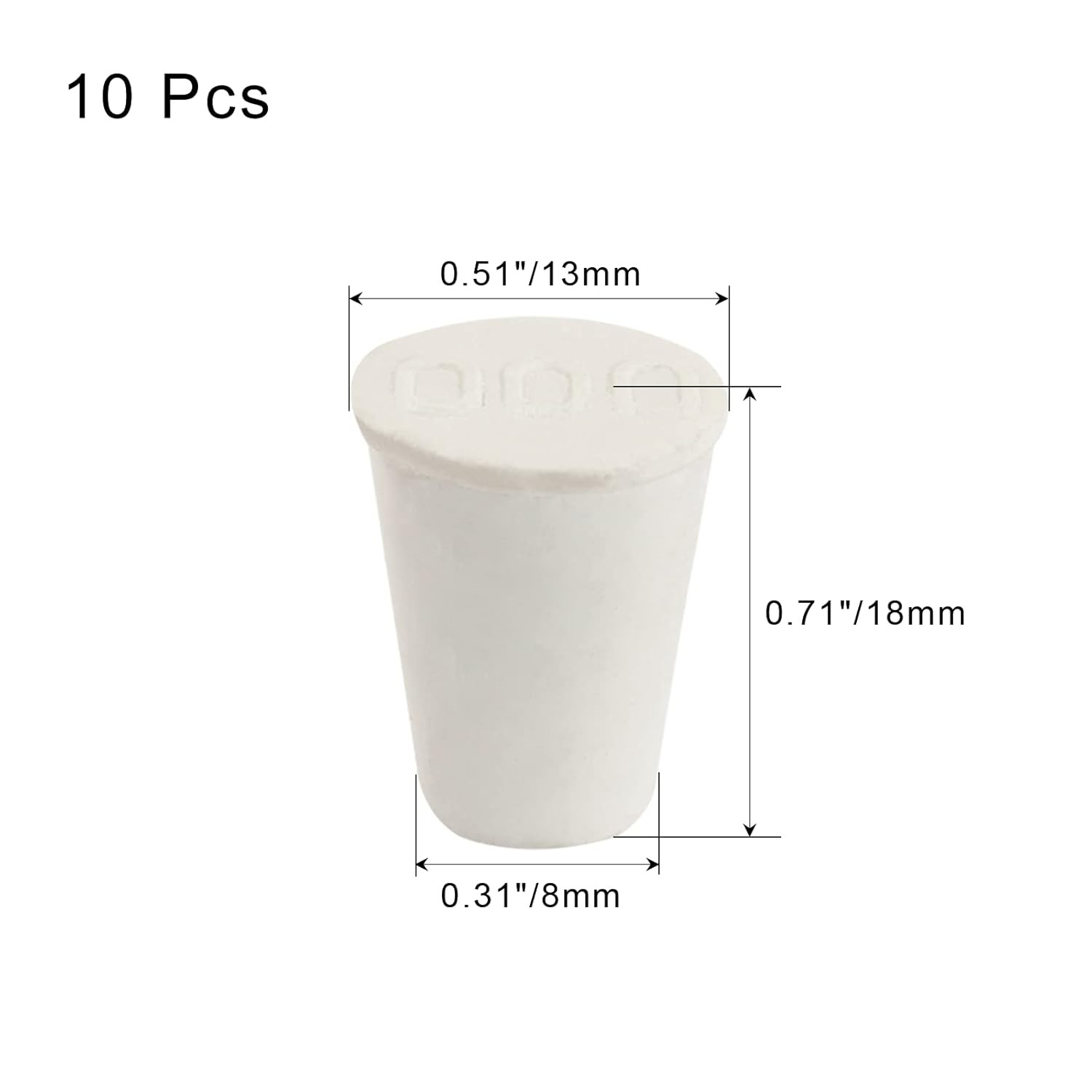 10 Pcs Tapered Rubber Stopper Plug 000# Solid Rubber Stoppers for Lab Tube(White