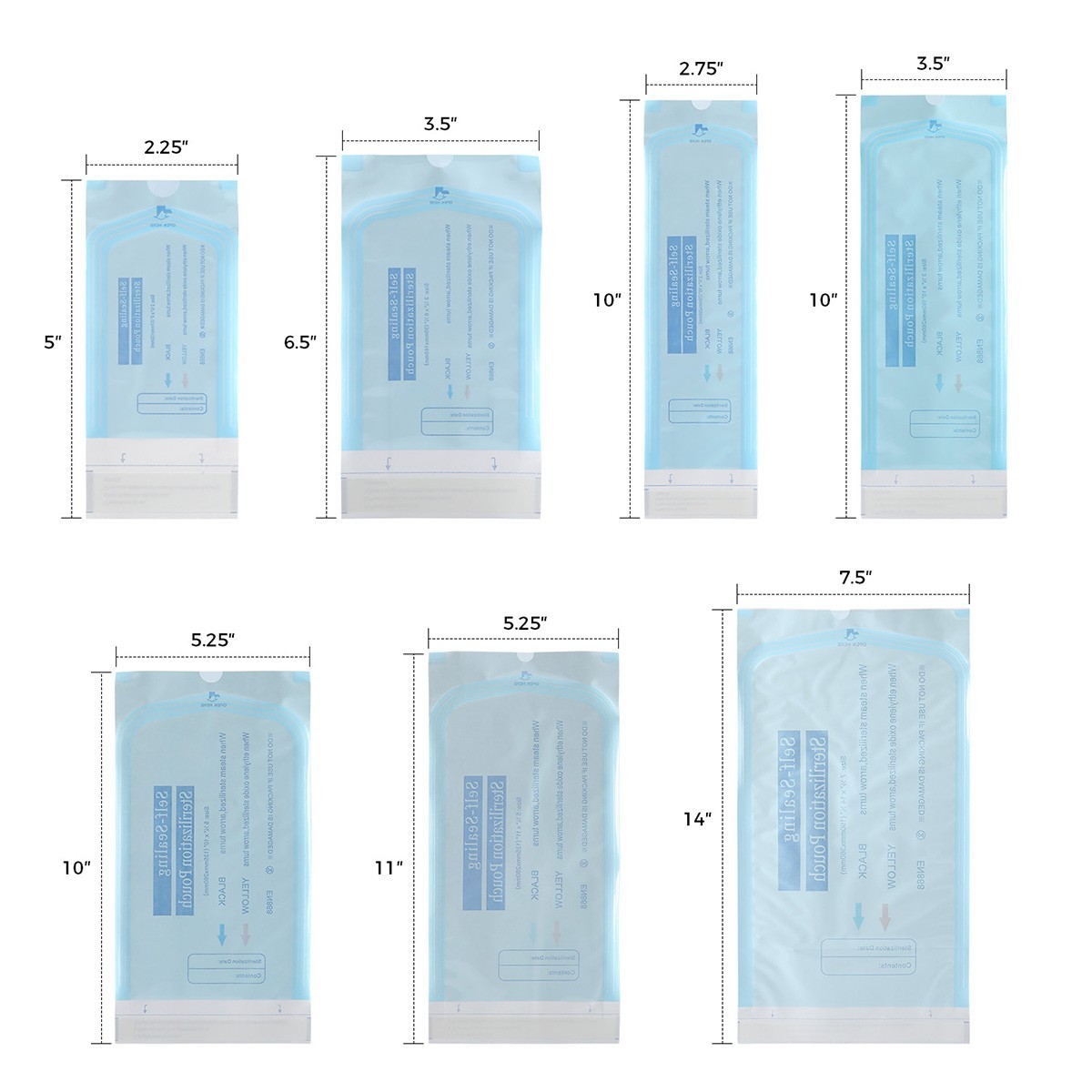 200pcs Dental Self-sealing Sterilization Autoclave Pouches Bags Nail Art Tool