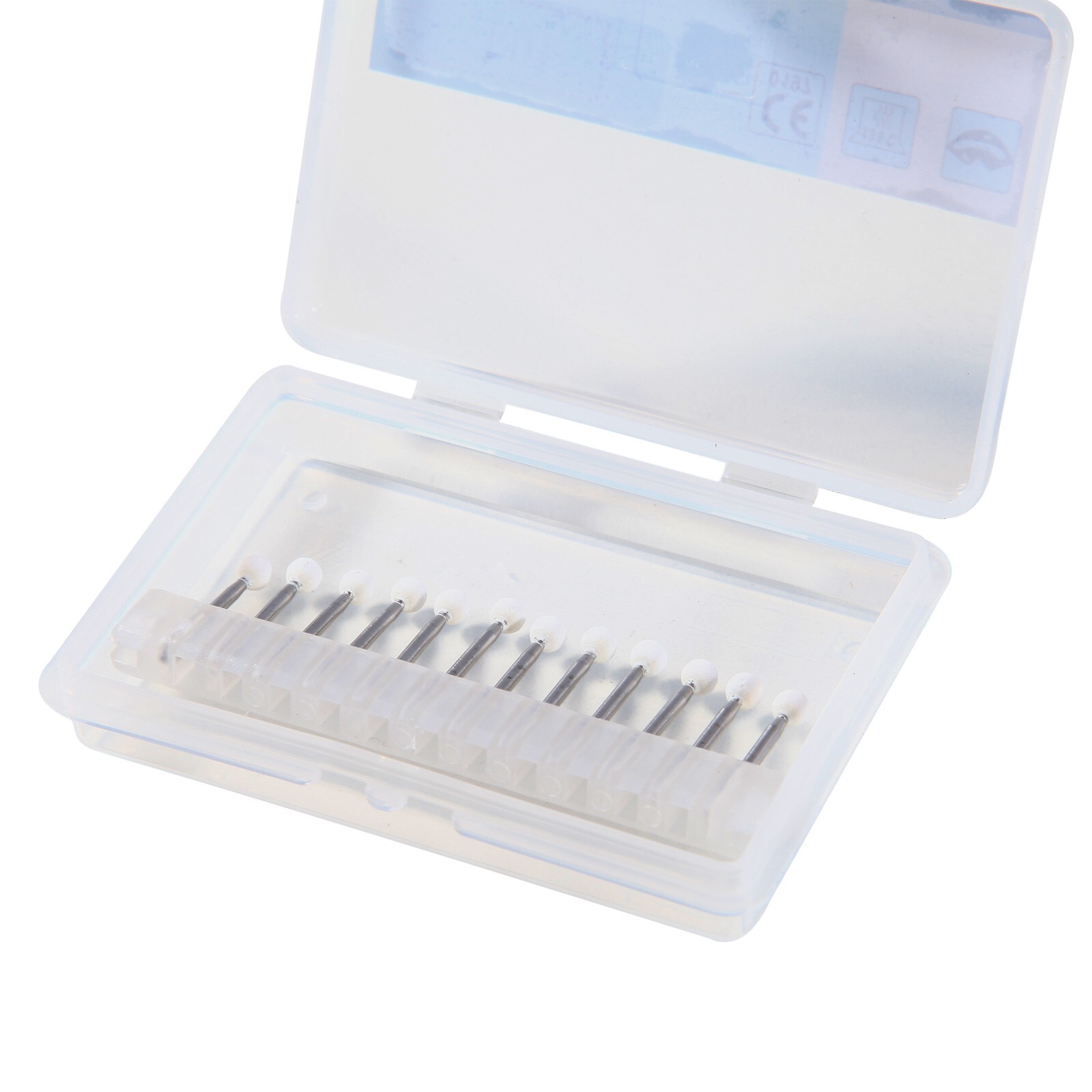 Dental White Stone Round Mounted Polishing Burs- FG 12/pks Abrasion Point Bur MD