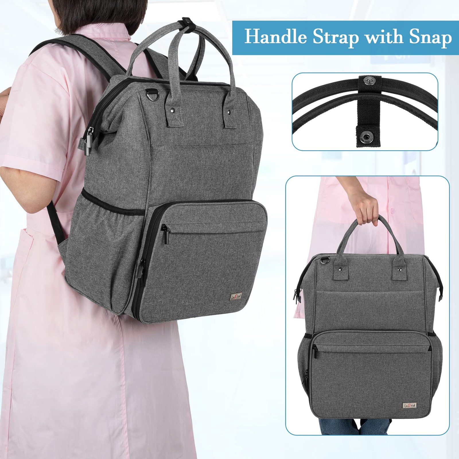 Lodrid Nurse Bag Heavy Duty Nurse Work Backpack For Men Nurse Storage Backpack