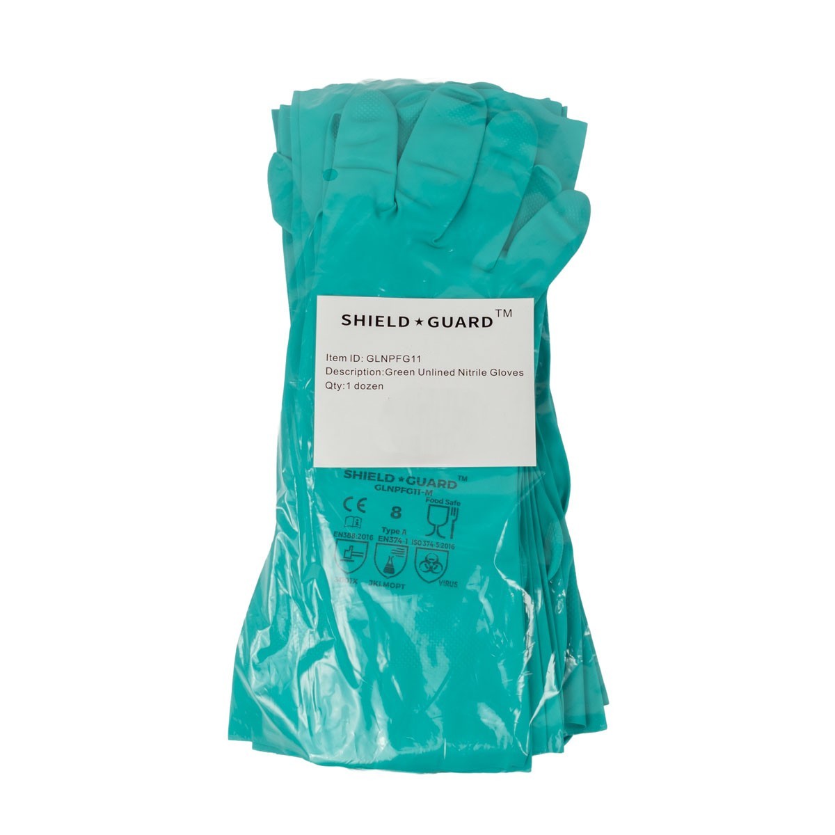 11 Mil Reusable Green Nitrile Gloves Chemical Resistant Diamond Textured
