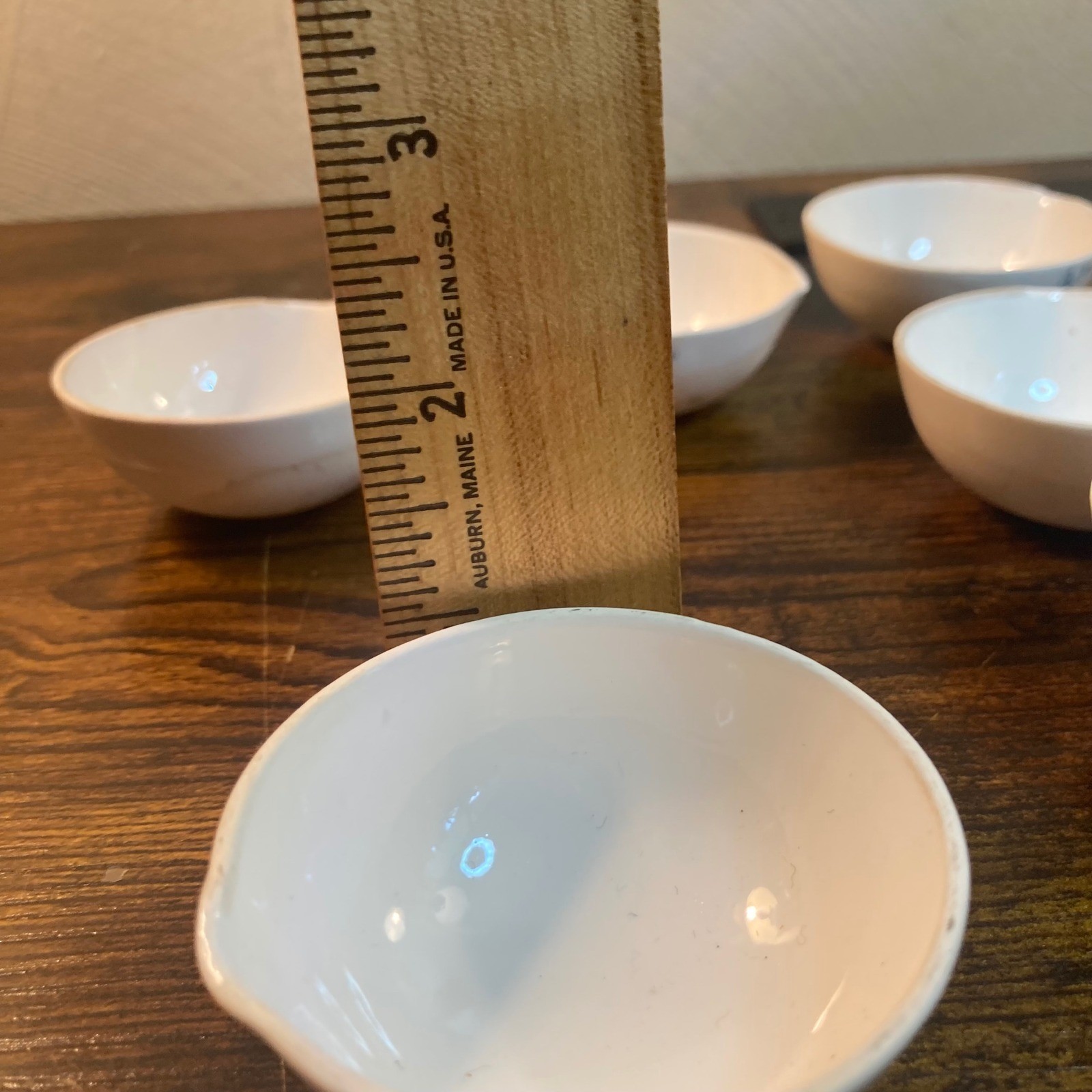 Vintage Porcelain Lab Evaporating Dishes Set of 8 White Ceramic Crucibles