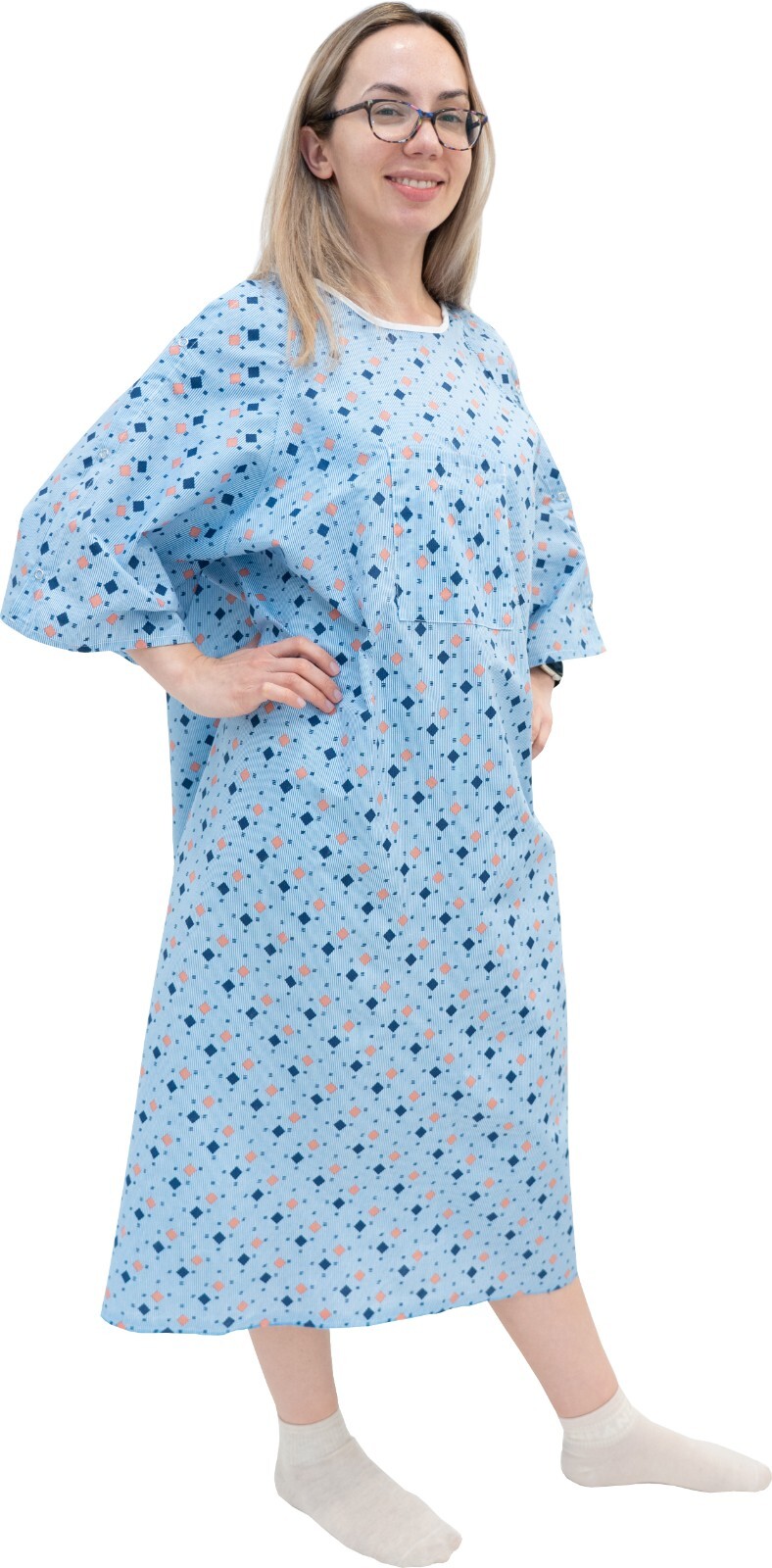 3 Pack – Unisex Hospital Gown IV Snap Sleeves – Fits Small to 2XL