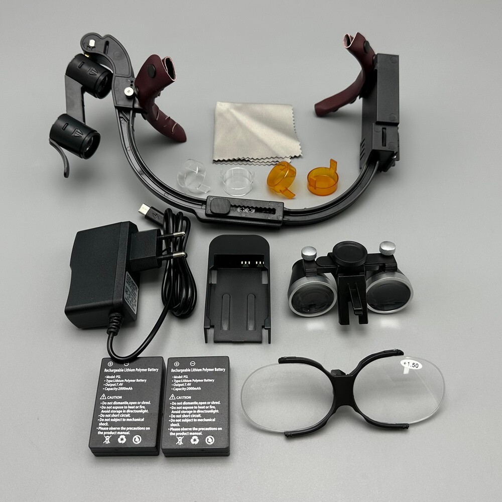 Dental 3.5X Surgical Binocular Loupes Headband Magnifier LED Headlight US/EU