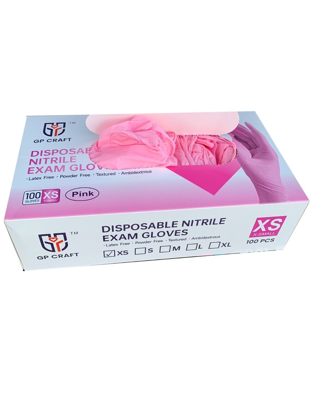 GP Craft Pink Nitrile Gloves 3.5Mil Powder Latex Free Disposable (100pcs)