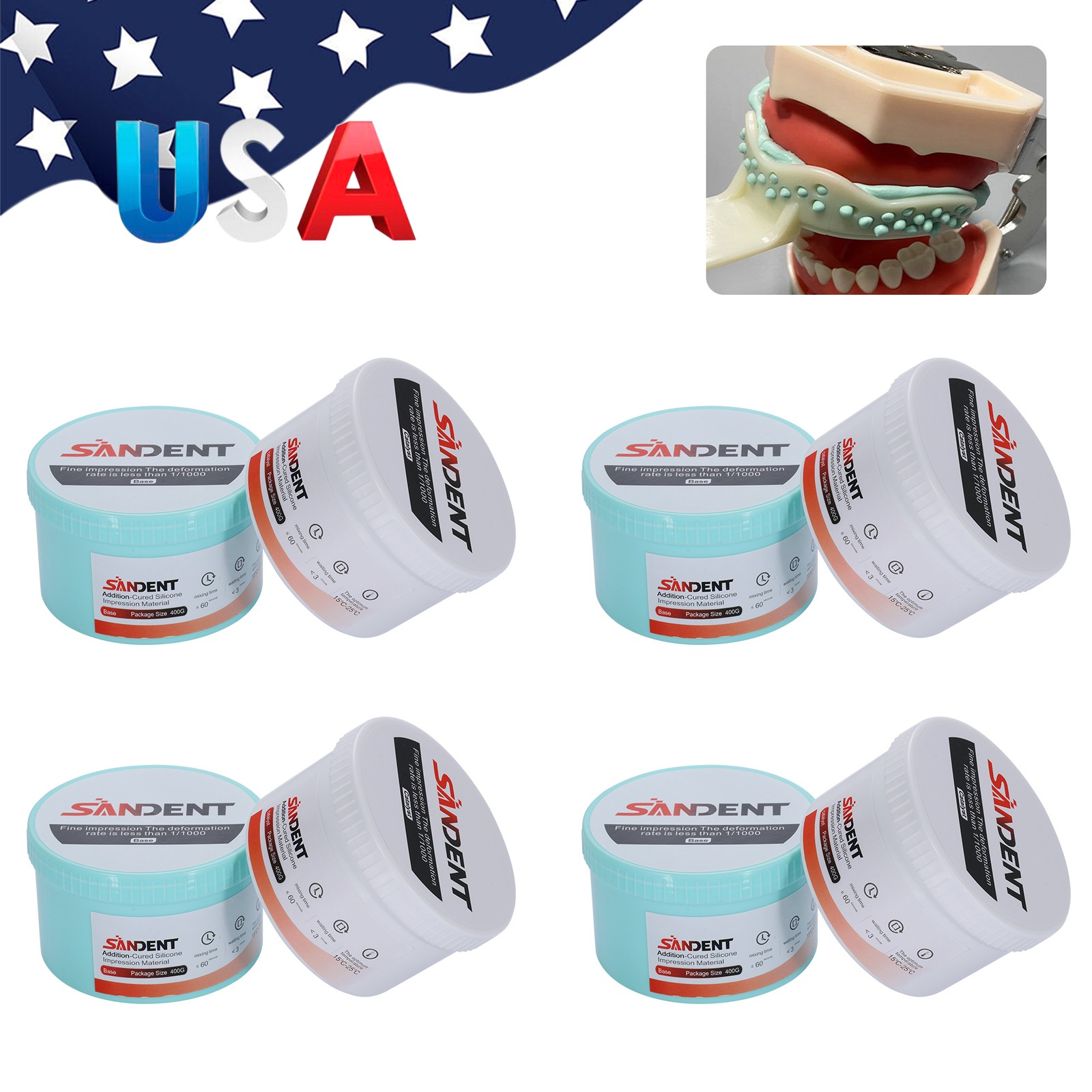 1-10 Sets Dental Putty Fast Set PVS VPS Impression Material 2 x 400 ml SA