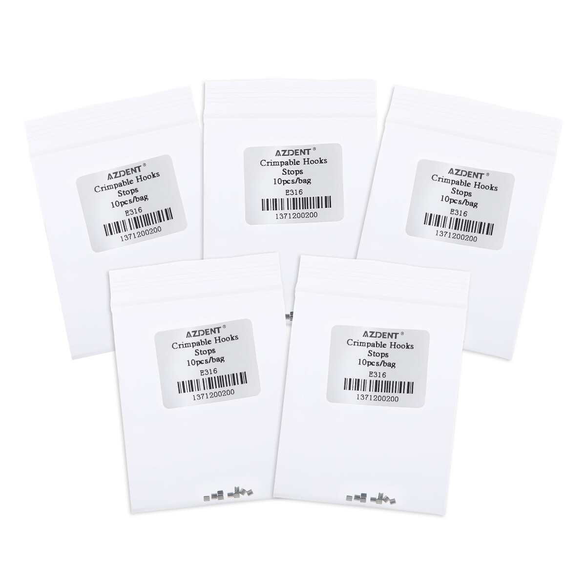 10 Kits Dental AZDENT Orthodontic Crimpable Hook Stops Stainless Steel 10pcs/Bag