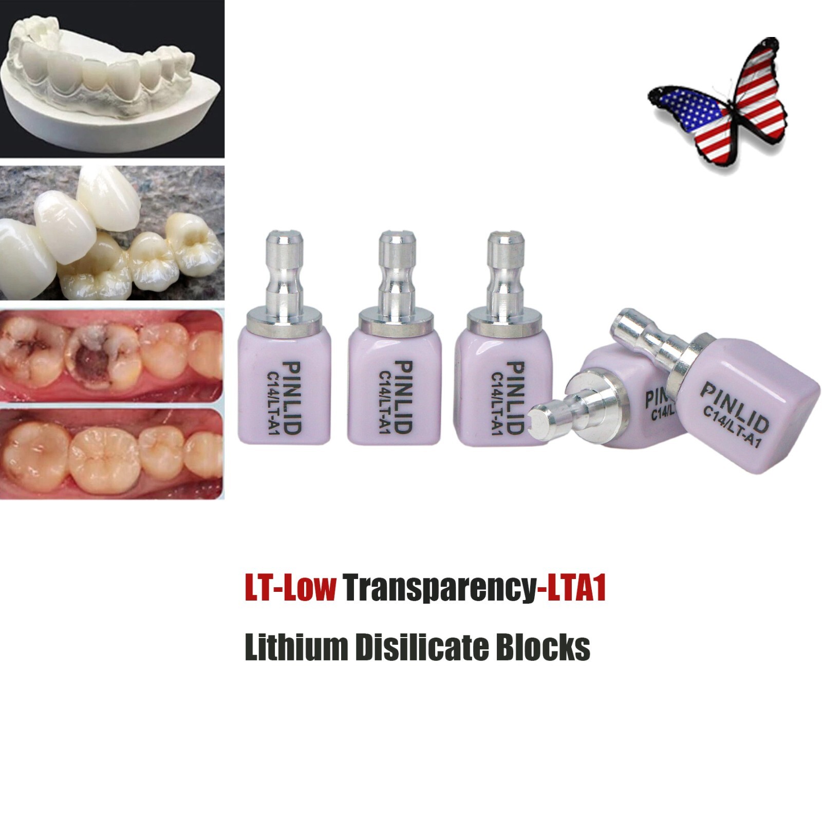 US 5Pcs/Box Dental C14 Glass Ceramic Lithium Dislicate Blocks Cerec CAD CAM Emax