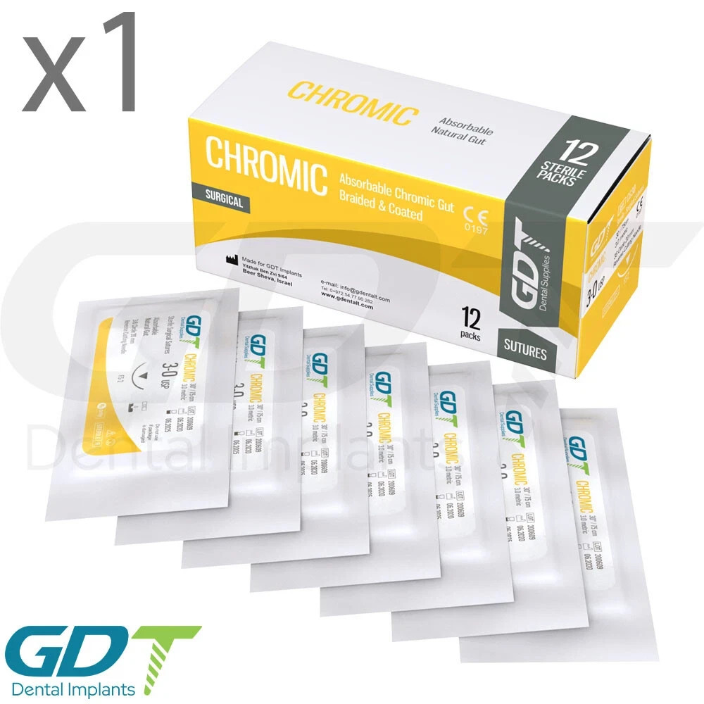 Collagen Monofilament Chr0mic Gut Sterile Sutur3s 12pcs 20mm Reverse Cutting