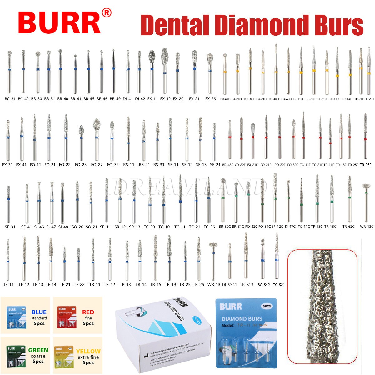 5pcs SANDENT Fresas de diamante dental para piezas de mano de alta velocidad