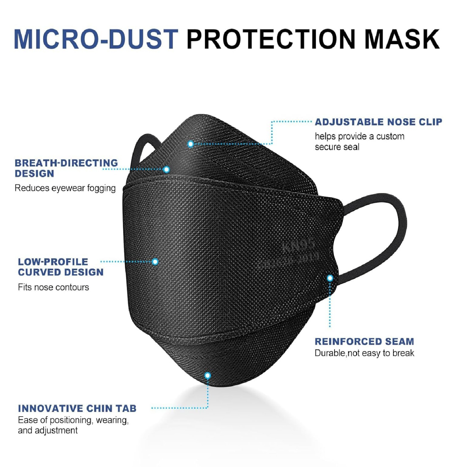 KN95 Face Mask Disposable Adults – 100 Pack 5 Layer Protection Adjustable KN95