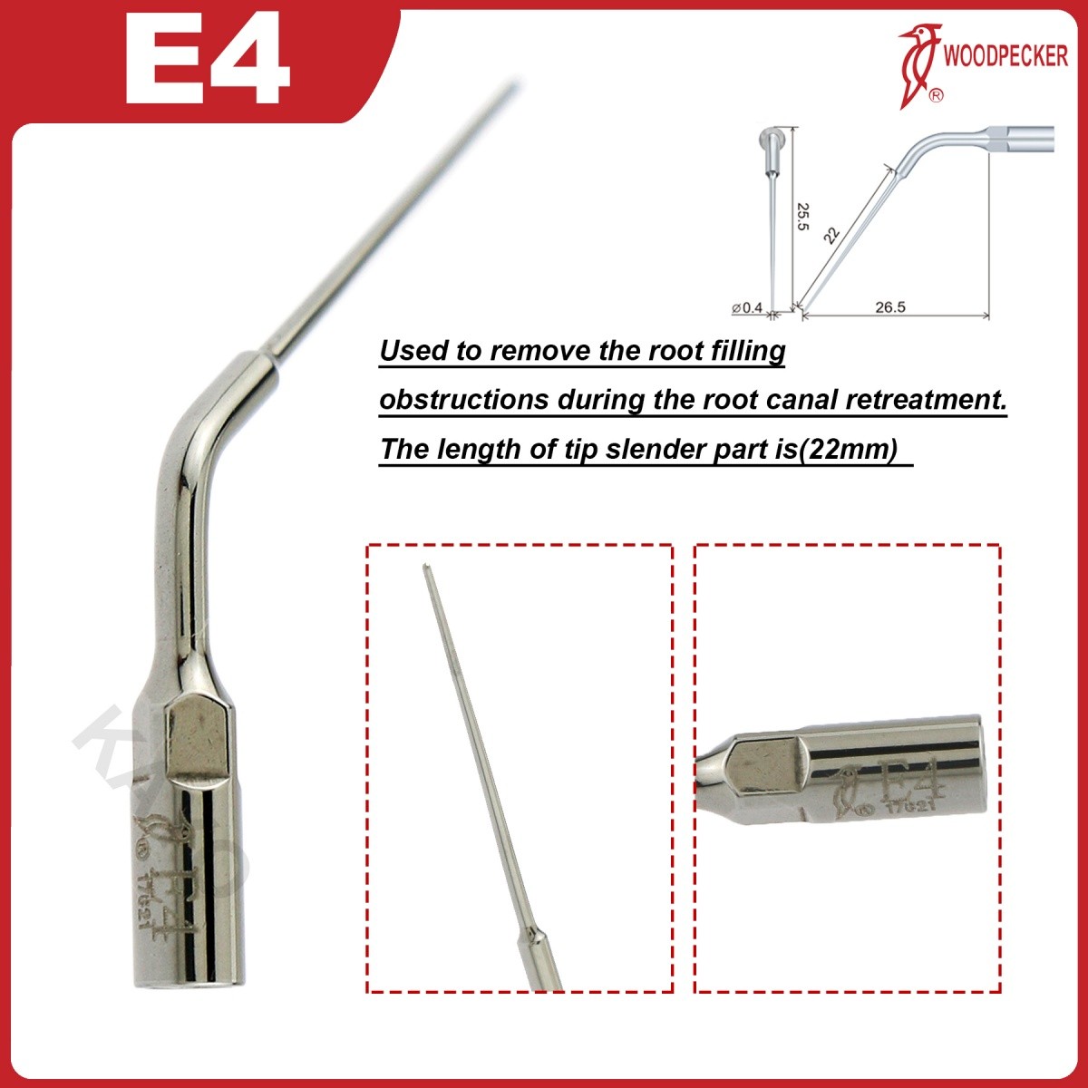 Woodpecker Dental Scaler Tips E Endo treatment tips Fit EMS Ultrasonic Scaler