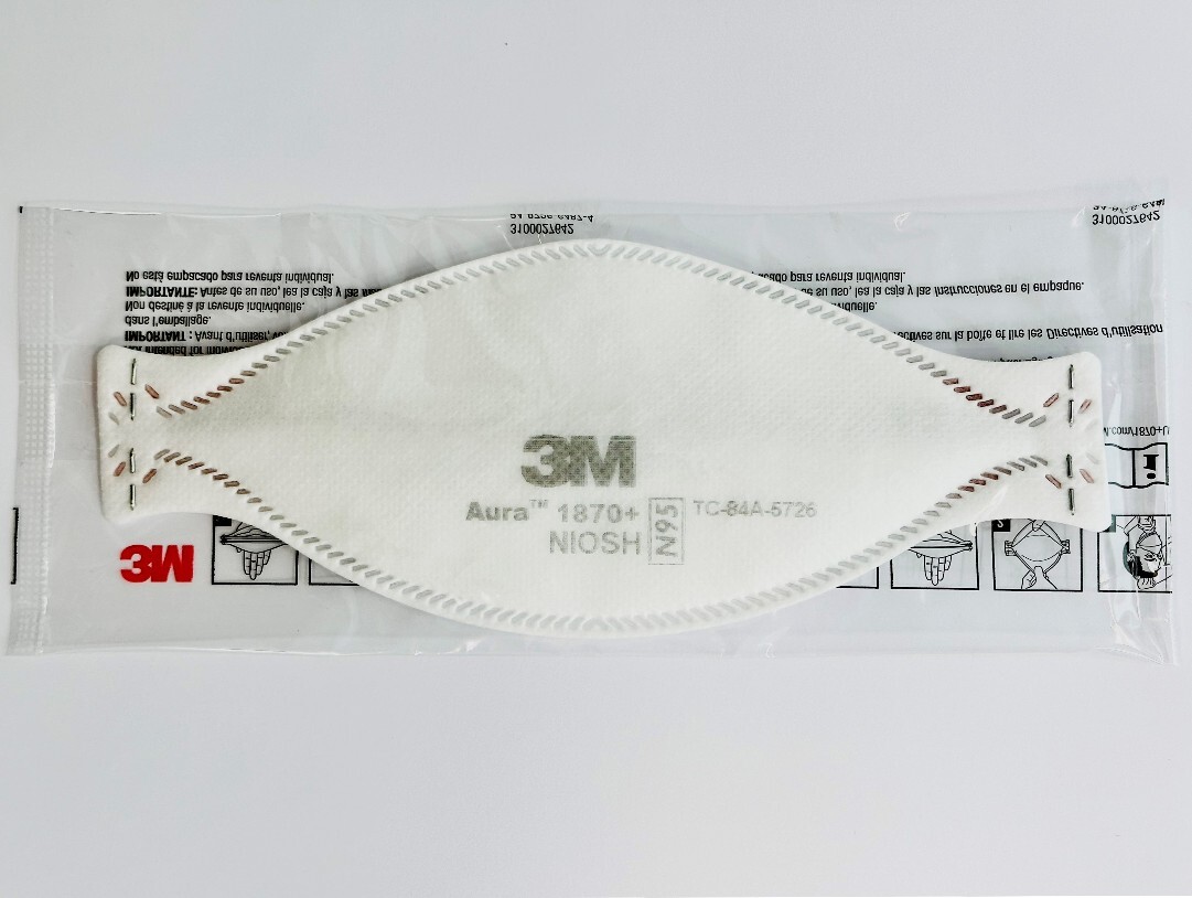 *5-Pack* 3M Aura NIOSH N95 Particulate Respirator Face Mask White 1870+