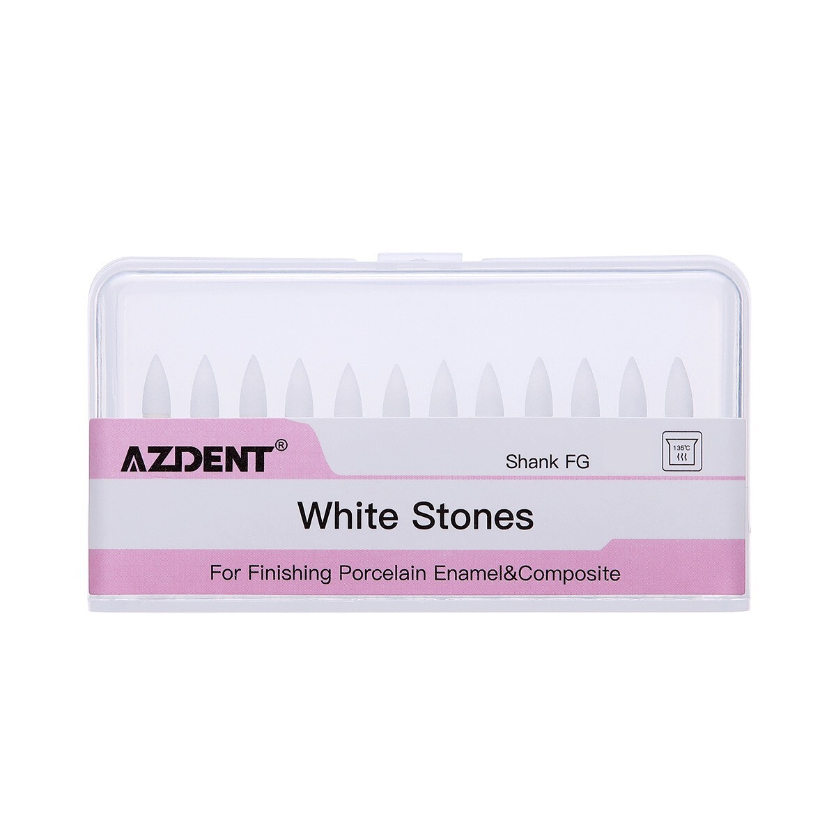 AZDENT Dental Mounted White Stone Polishing Burs FG Polisher For High Speed