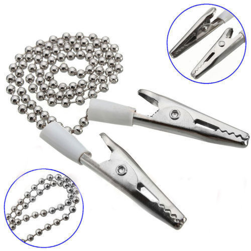 10 X Dental Napkin Holder Patient Bib Crocodile Clips Chains Flexible Metal Ball