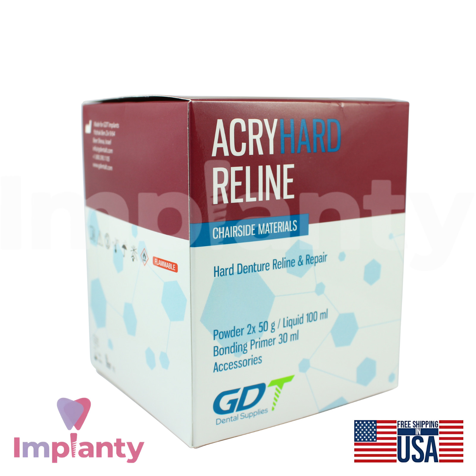 DSI Hard Liner Resin Self Cure DIY Denture Reline Tissue Conditioner Cushioning