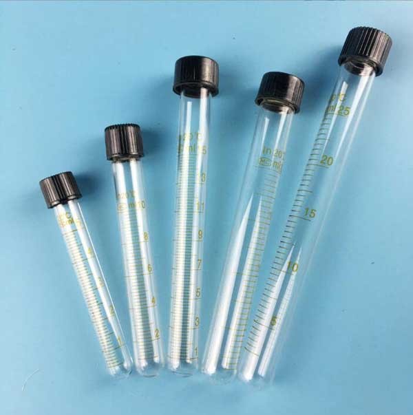 5ml-100ml Round bottomed Borosilicate Glass Tube Chemistry Glassware Scale Cap