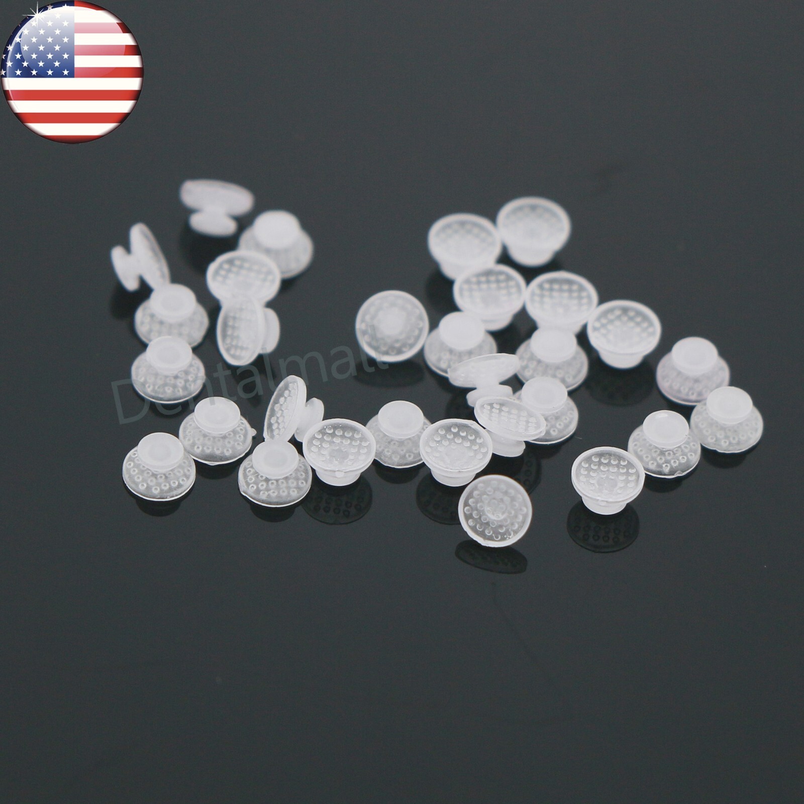 US 100Pcs Dental Orthodontic Ceramic Lingual Button Clear Bondable Mesh Base