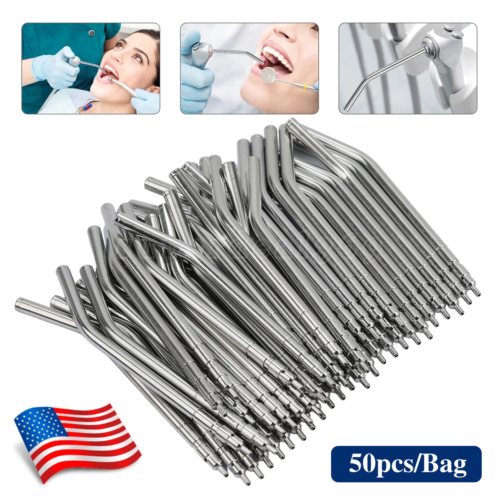 50x Dental Air Water Syringe Spray Nozzles 3-in-1 Alloy Tubes Tips Three Way SA