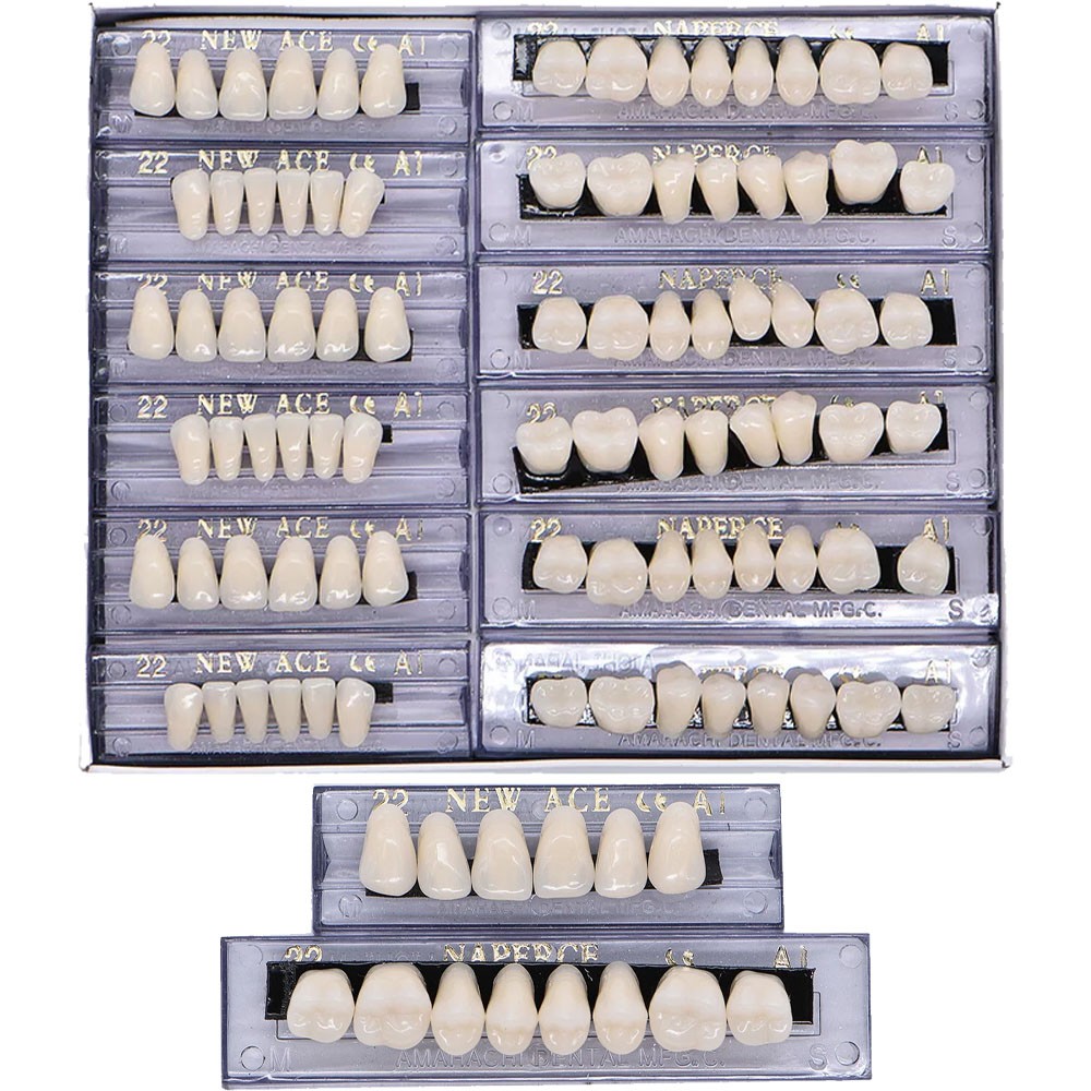 1-6 Box Dental Acrylic Resin Denture 22# A1 Full Set Teeth Upper Lower Shade US